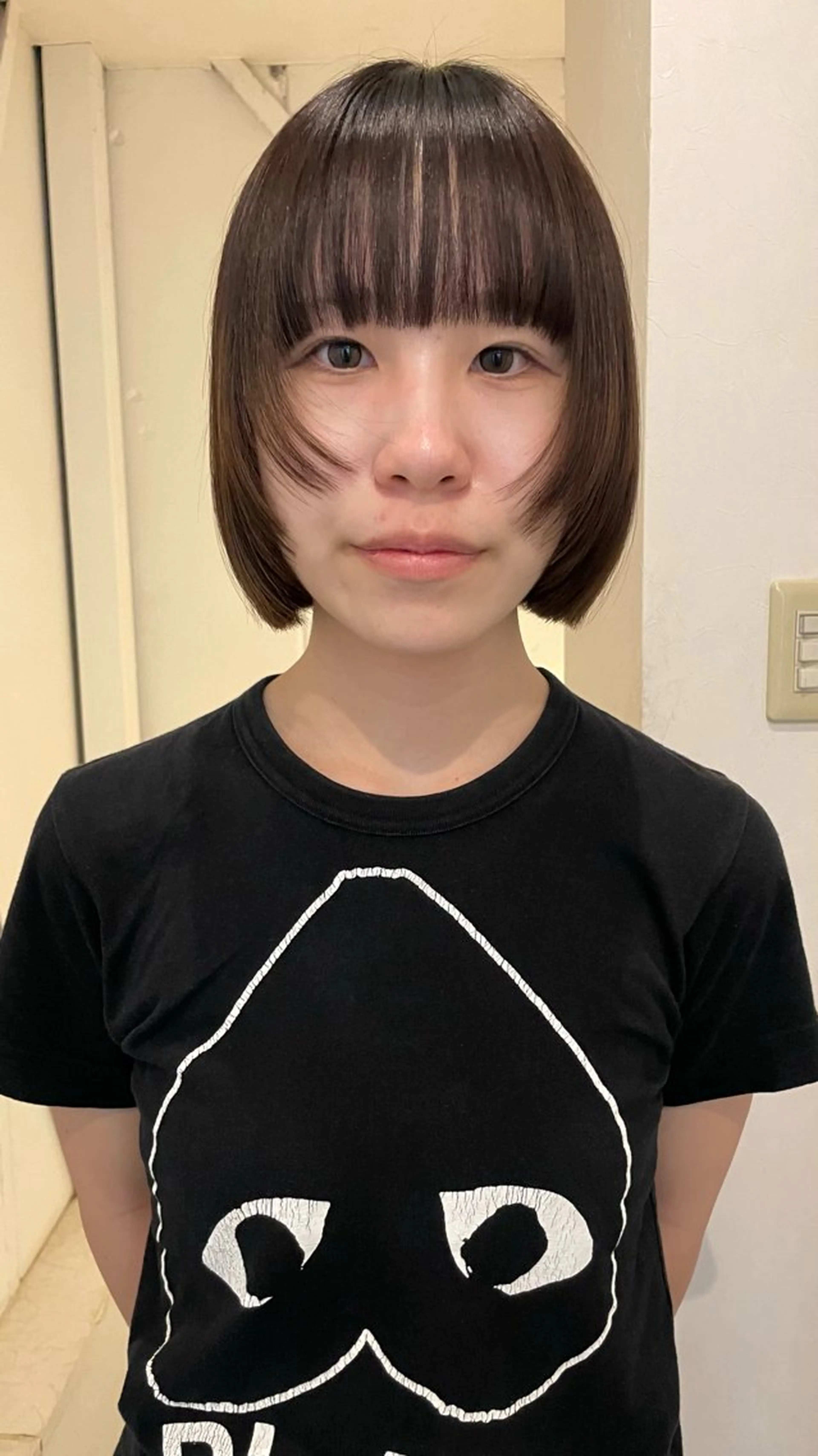 ショート ボブレイヤー ボブ 顔まわりレイヤー 顔周りカット レイヤーカット 水野谷愛/ボブ/ レイヤー/暖色カラーのヘアスタイル