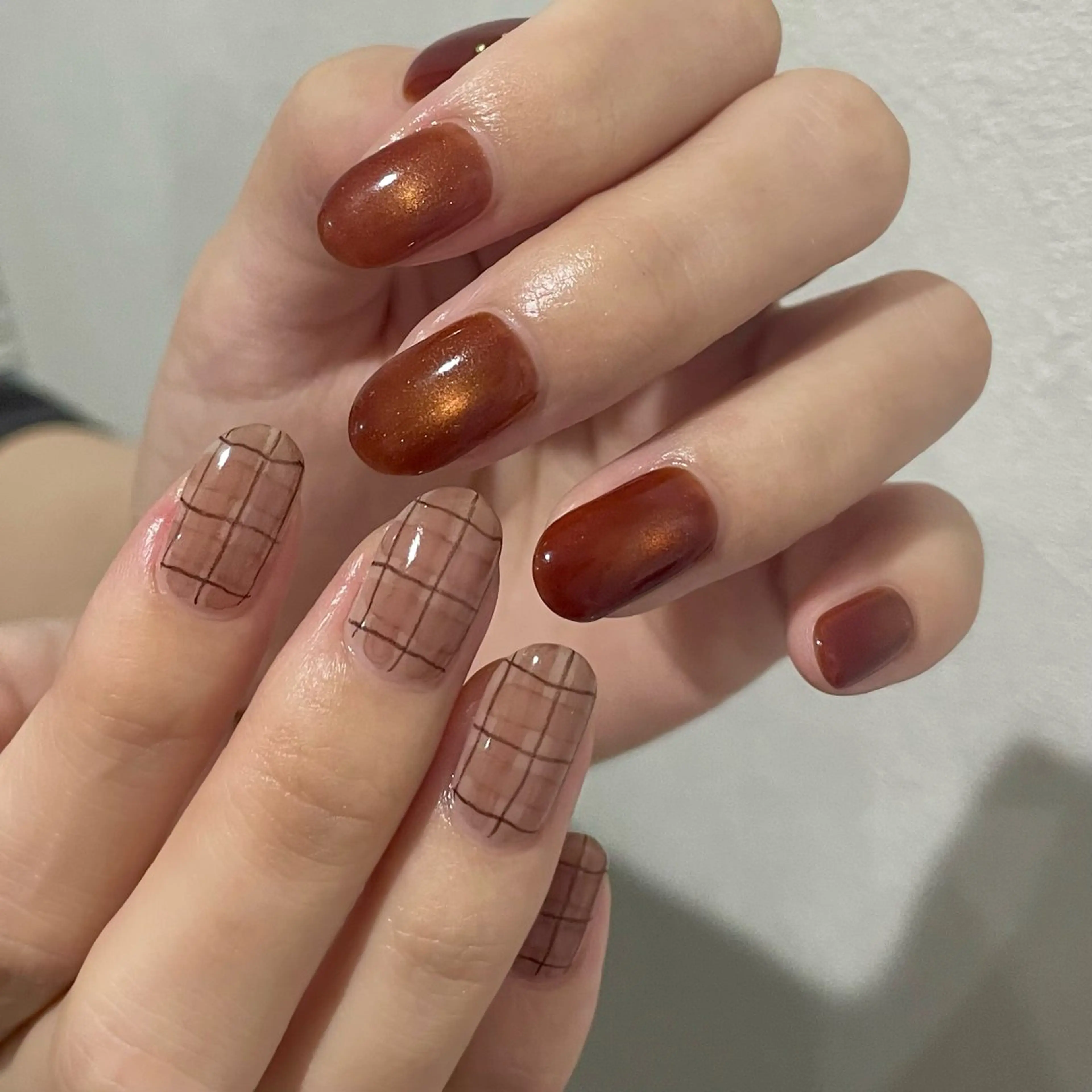 ネイル アートネイル ボルドー ブラウン ジェルネイル 持ち込み ハンドネイル norme_ akiのネイルデザイン