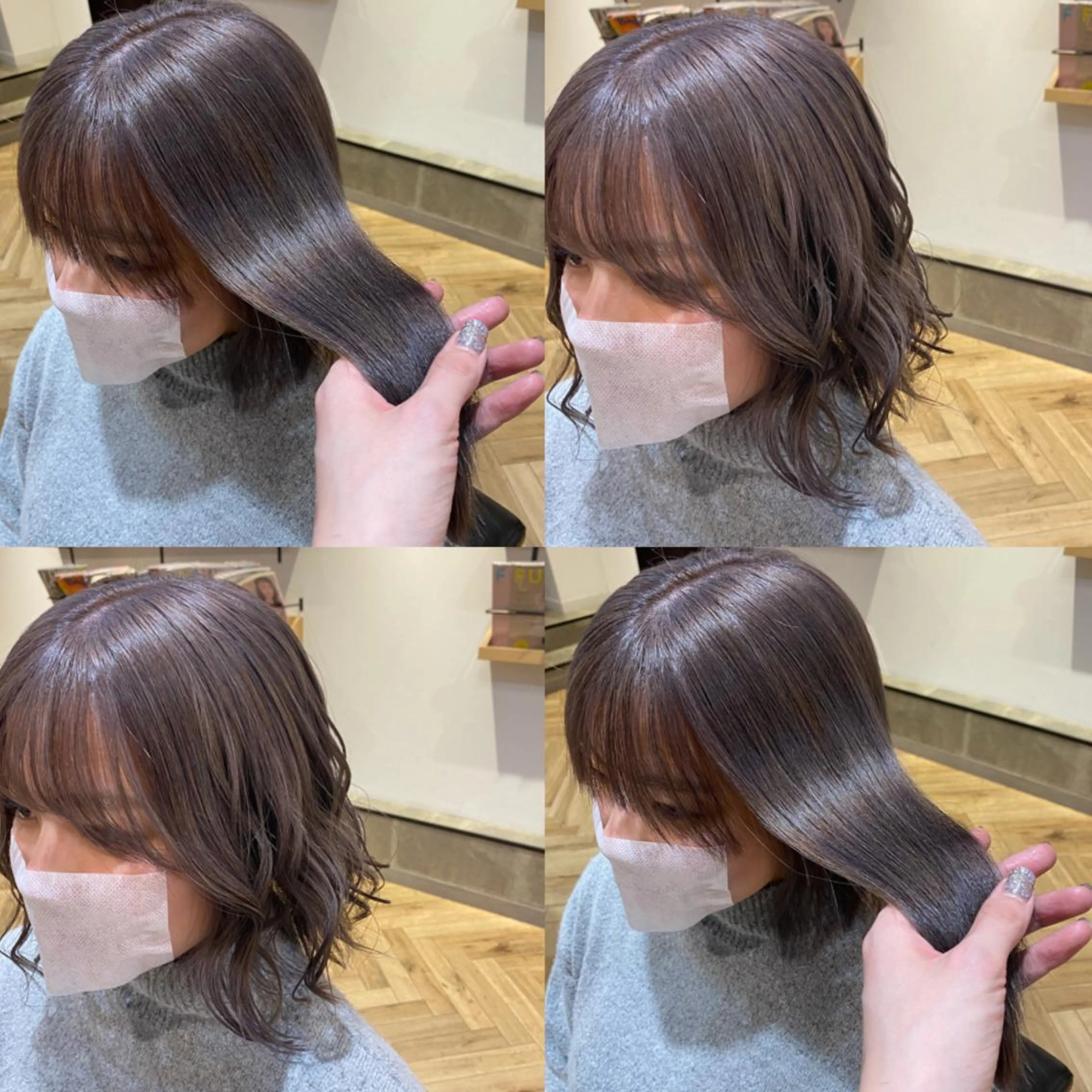 ミディアム カラー ブリーチ ラベンダーカラー 艶カラー/韓国顔周り 🎀mamiのヘアスタイル