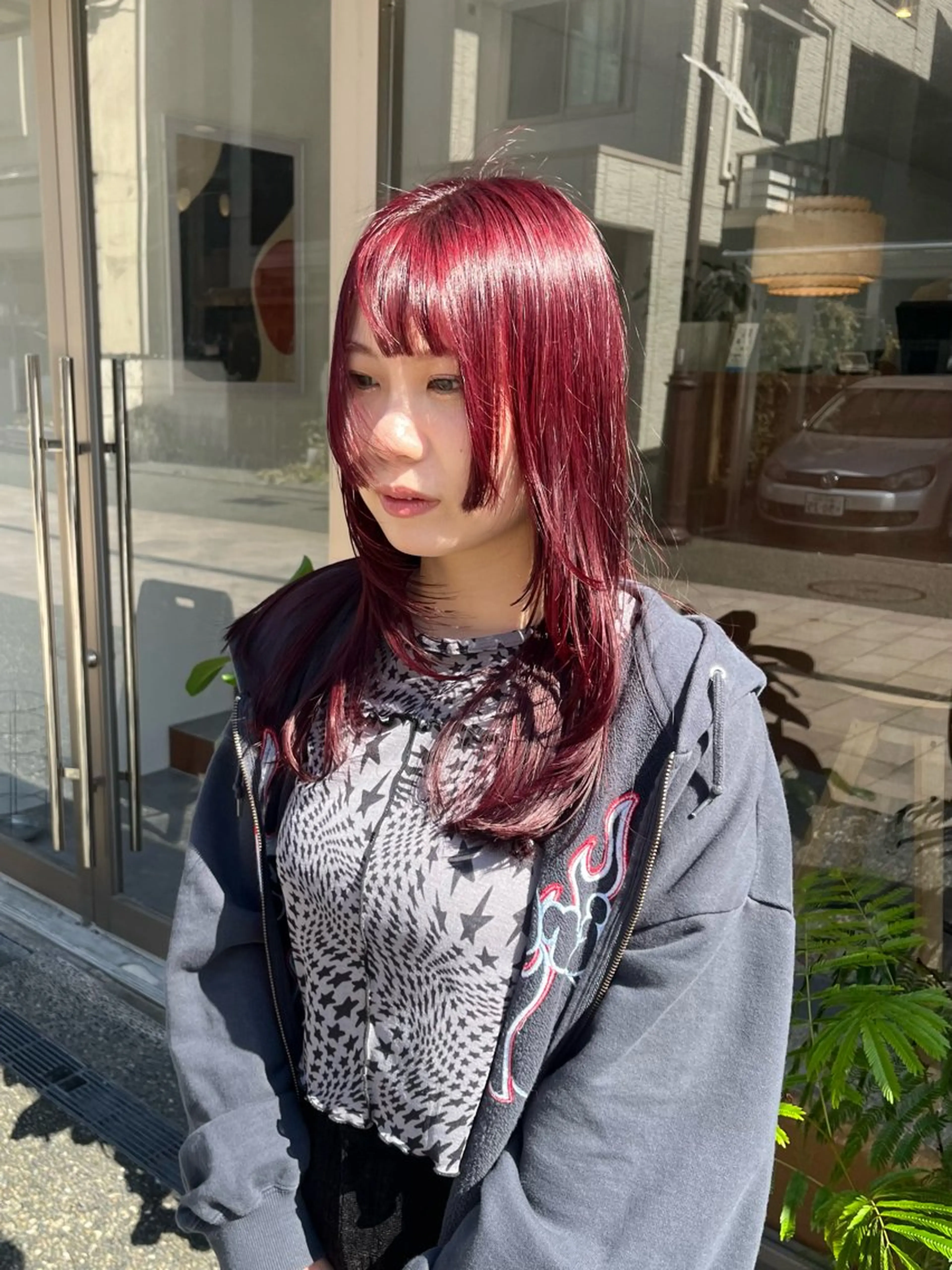 カラー ブリーチ ダブルカラー ブリーチなしカラー レッドカラー ヘアカラー 🟣金沢駅近covo SHUNNA🟣のヘアスタイル