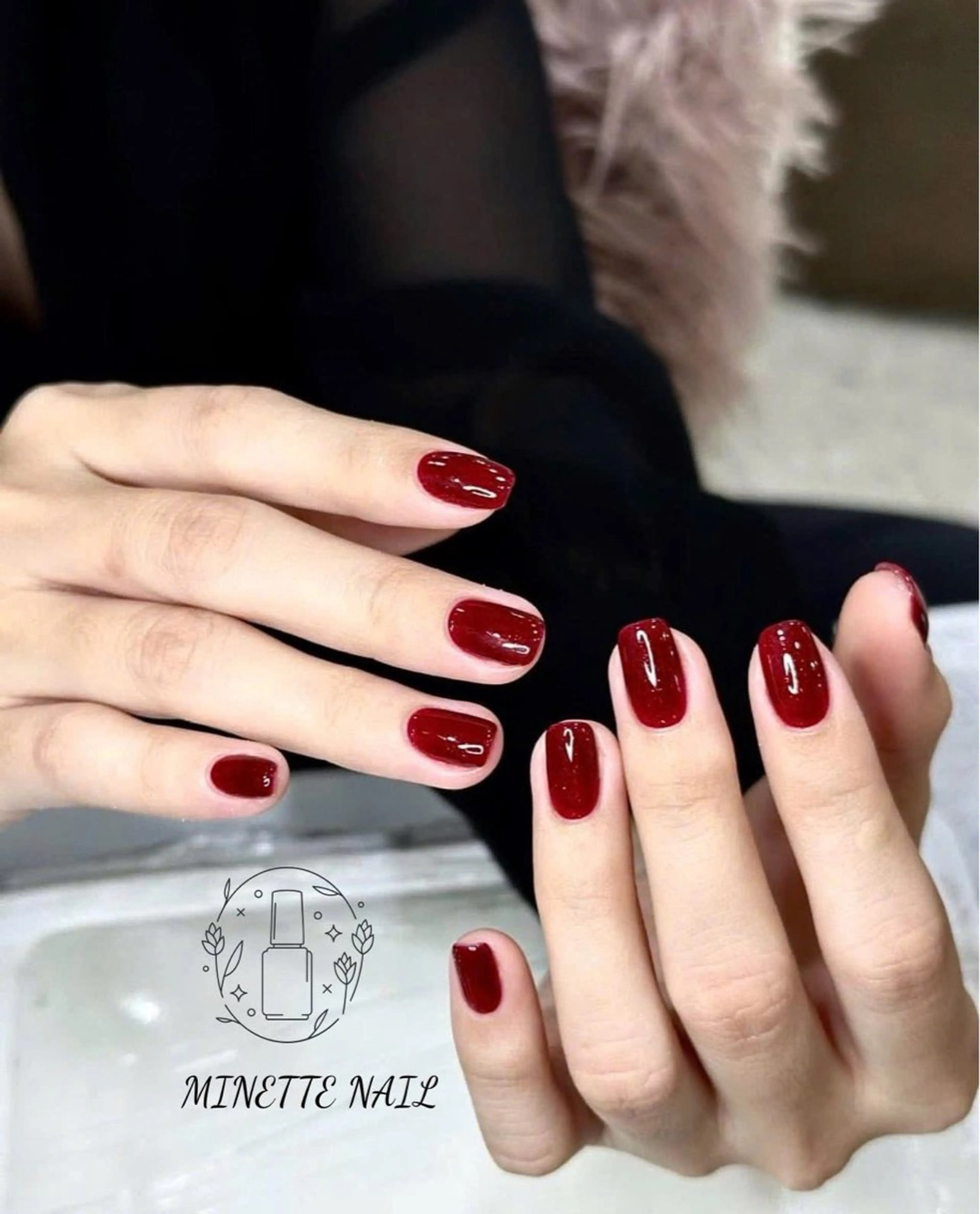 ネイル ボルドー フレンチネイル ジェルネイル マグネットネイル 持ち込み Minette Nailのネイルデザイン
