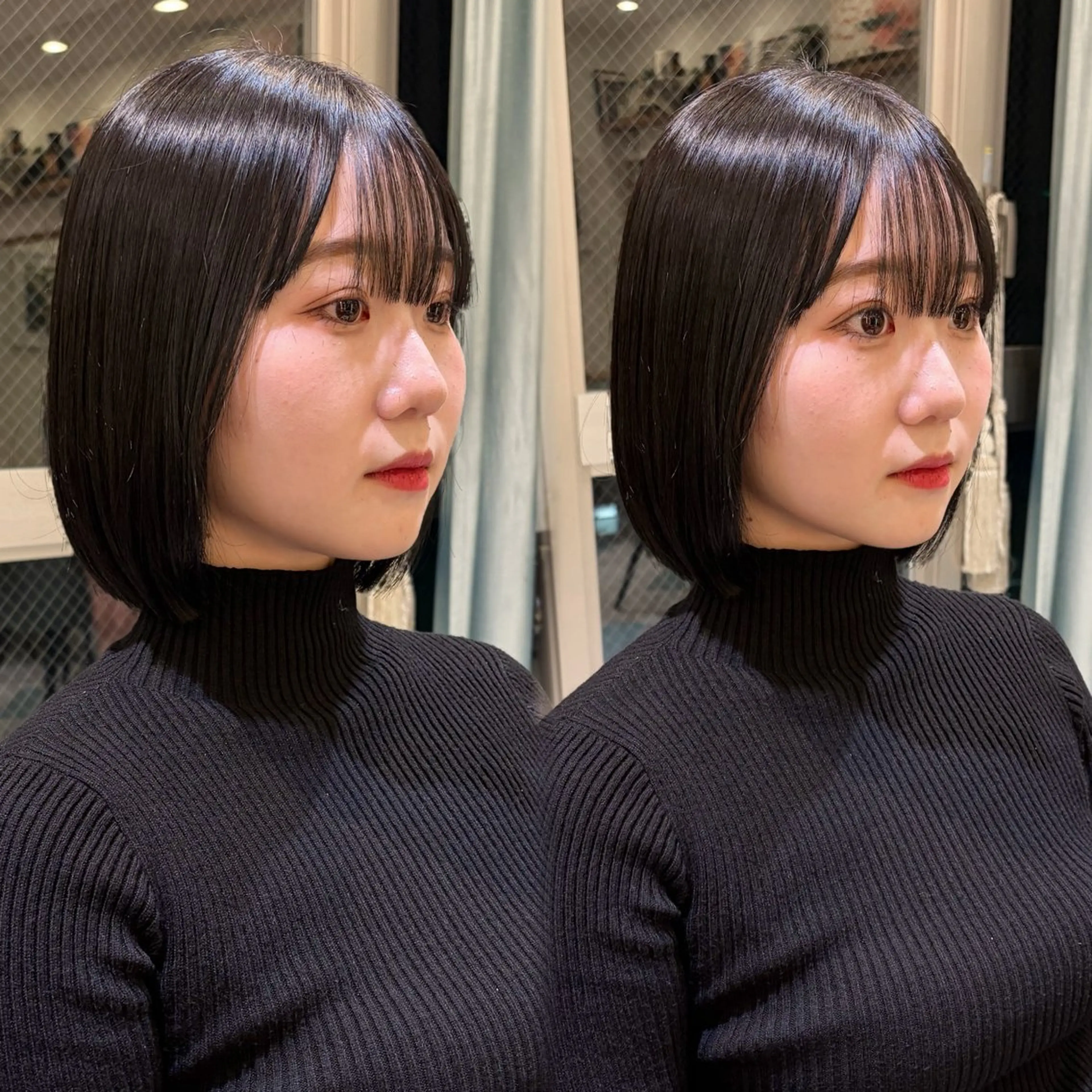 ミディアム カット ヘアカラー 縮毛矯正 トリートメント 🫧ボブ／縮毛矯正／ 韓国／ゆーな🫧‪のヘアスタイル