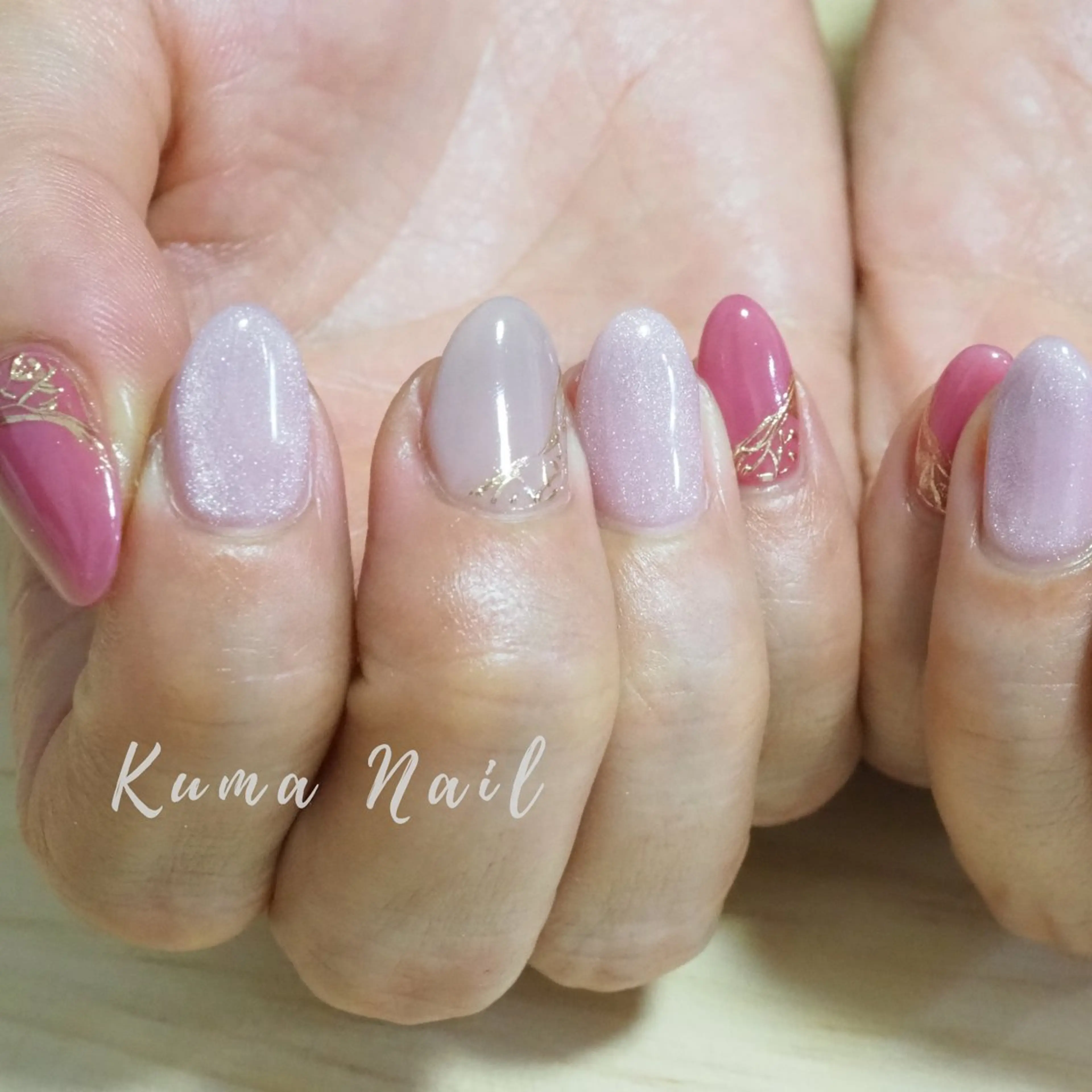 ネイル マグネットネイル ミラーネイル ワンカラーネイル ハンドネイル Private salon Kuma Nail.所属・藤が丘ネイル Kuma Nailのネイルデザイン