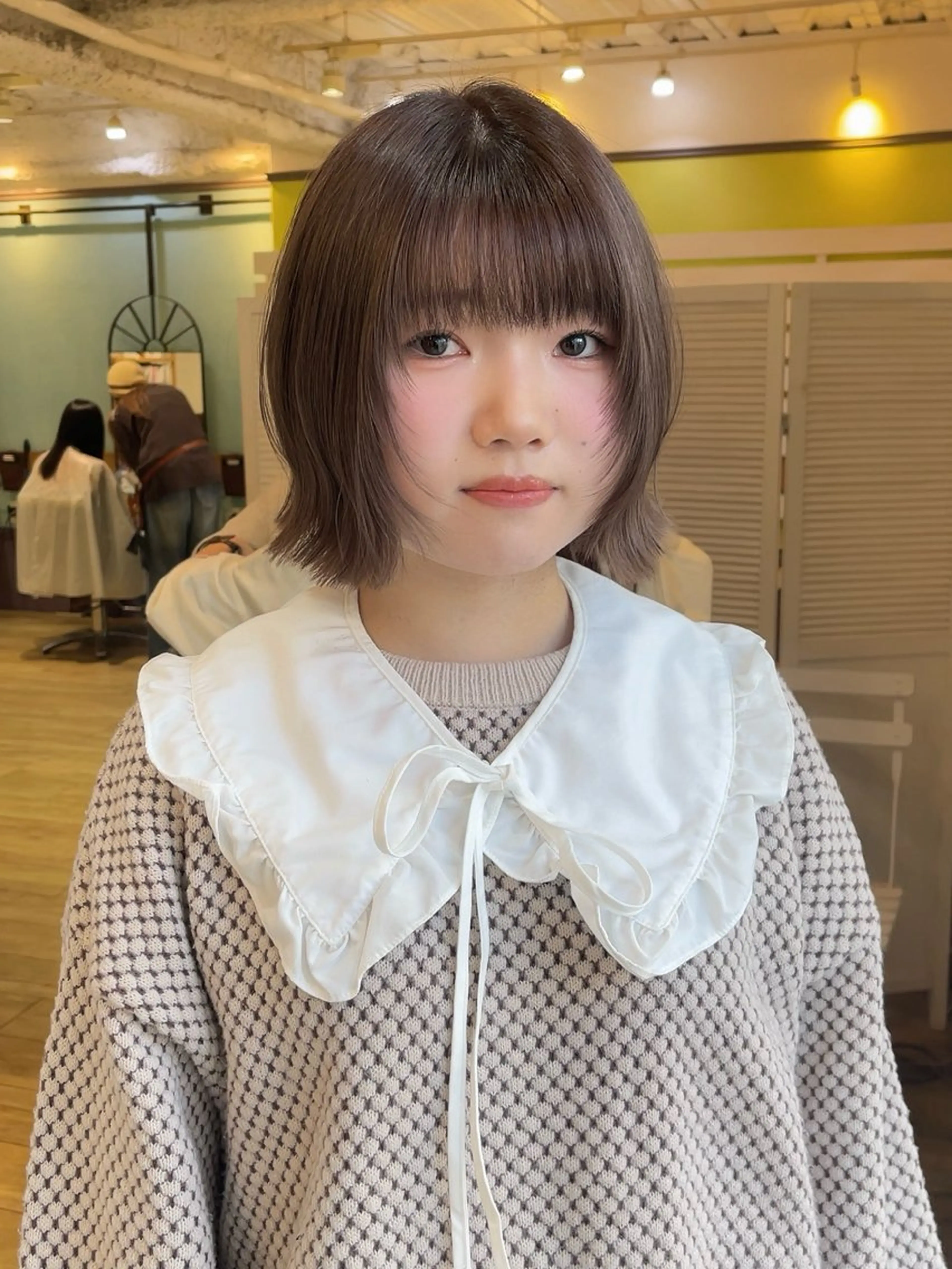 ショート カラー ボブレイヤー グレージュ ボブ 顔まわりレイヤー レイヤーカット カット トリートメント ヘッドスパ 大人可愛い透明感🌟 小顔・韓国髪🌟野中のヘアスタイル