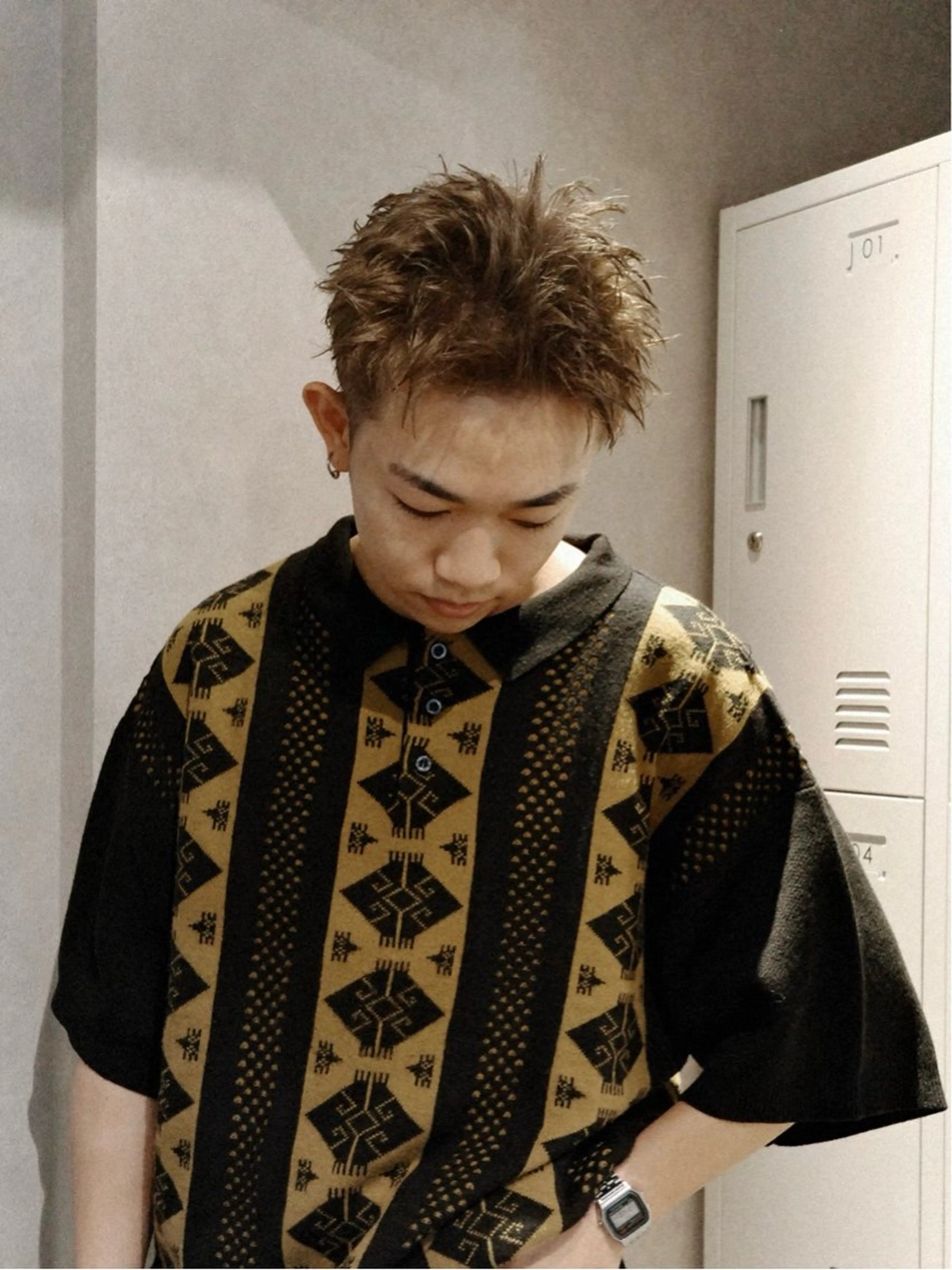 カラー メンズ スパイキーショート ベージュカラー オリーブベージュ カット ヘアカラー お洒落カジュアル🍃 まなとのヘアスタイル