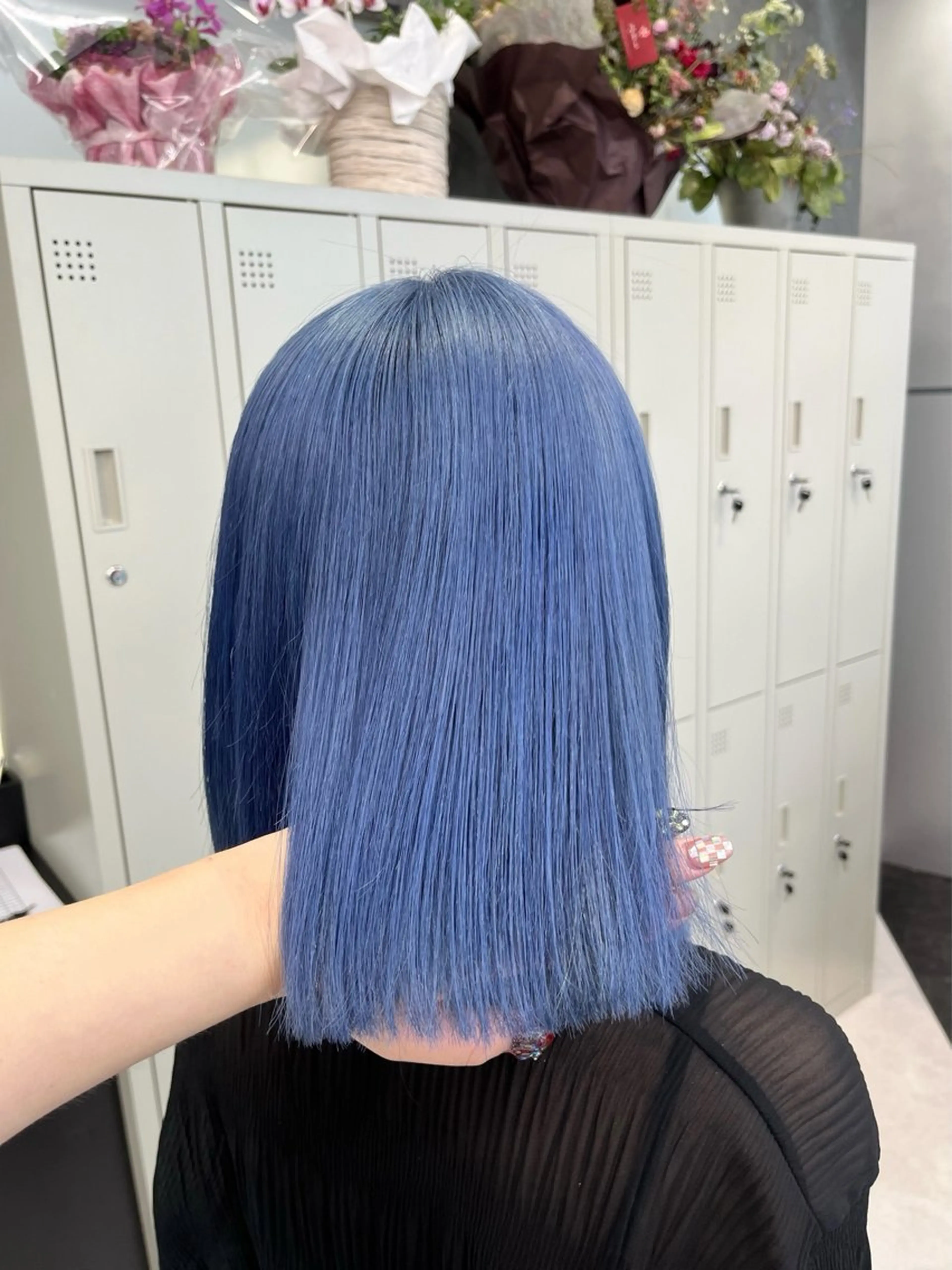 ミディアム カラー ヘアアレンジ ブリーチ ブルーカラー ハイトーン/透明感 髪質改善/rinaのヘアスタイル