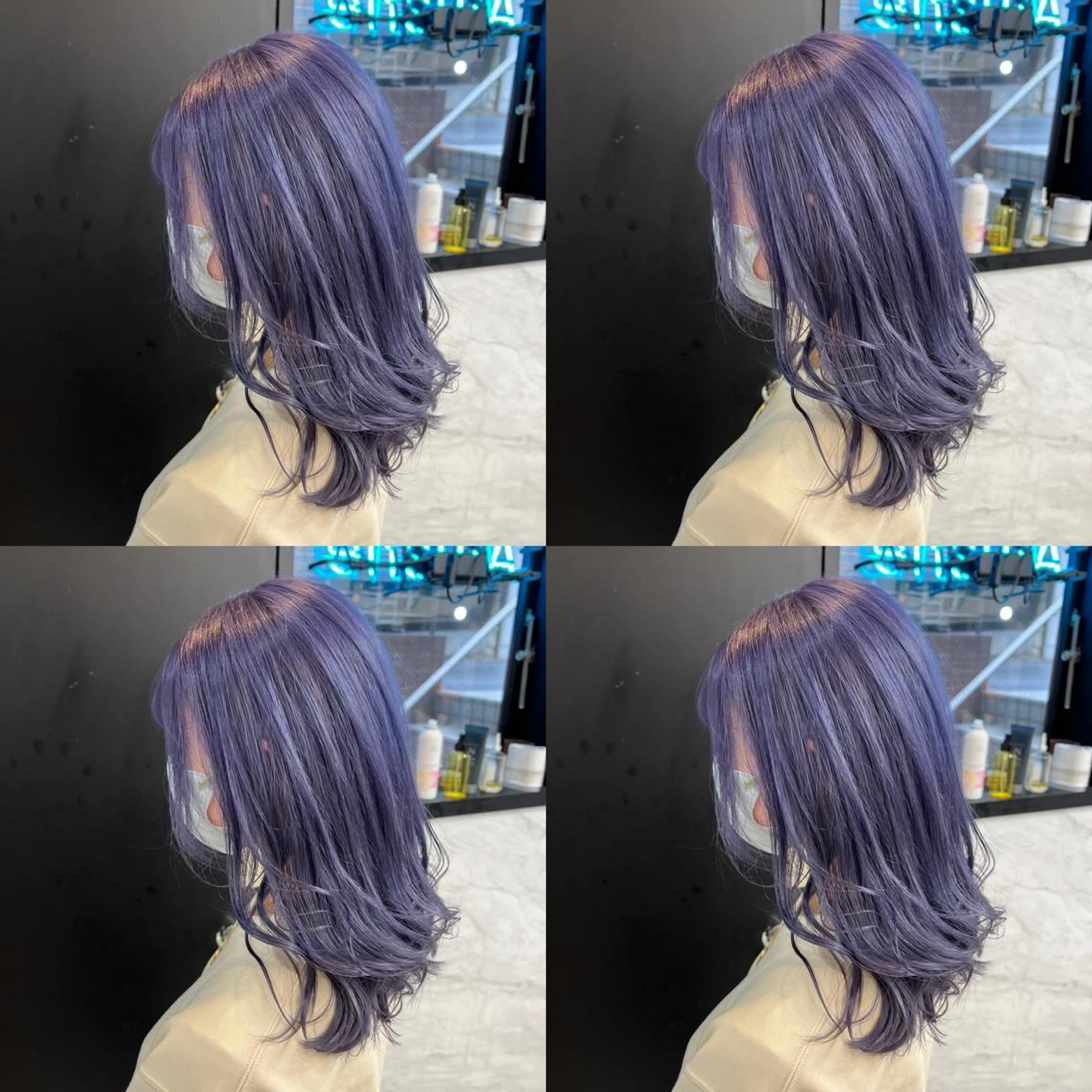 ミディアム カラー ブルーカラー ブルーラベンダー ラベンダーカラー ヘアカラー トリートメント ✨髪質改善✖︎韓国 レイヤー✨ナカムラのヘアスタイル