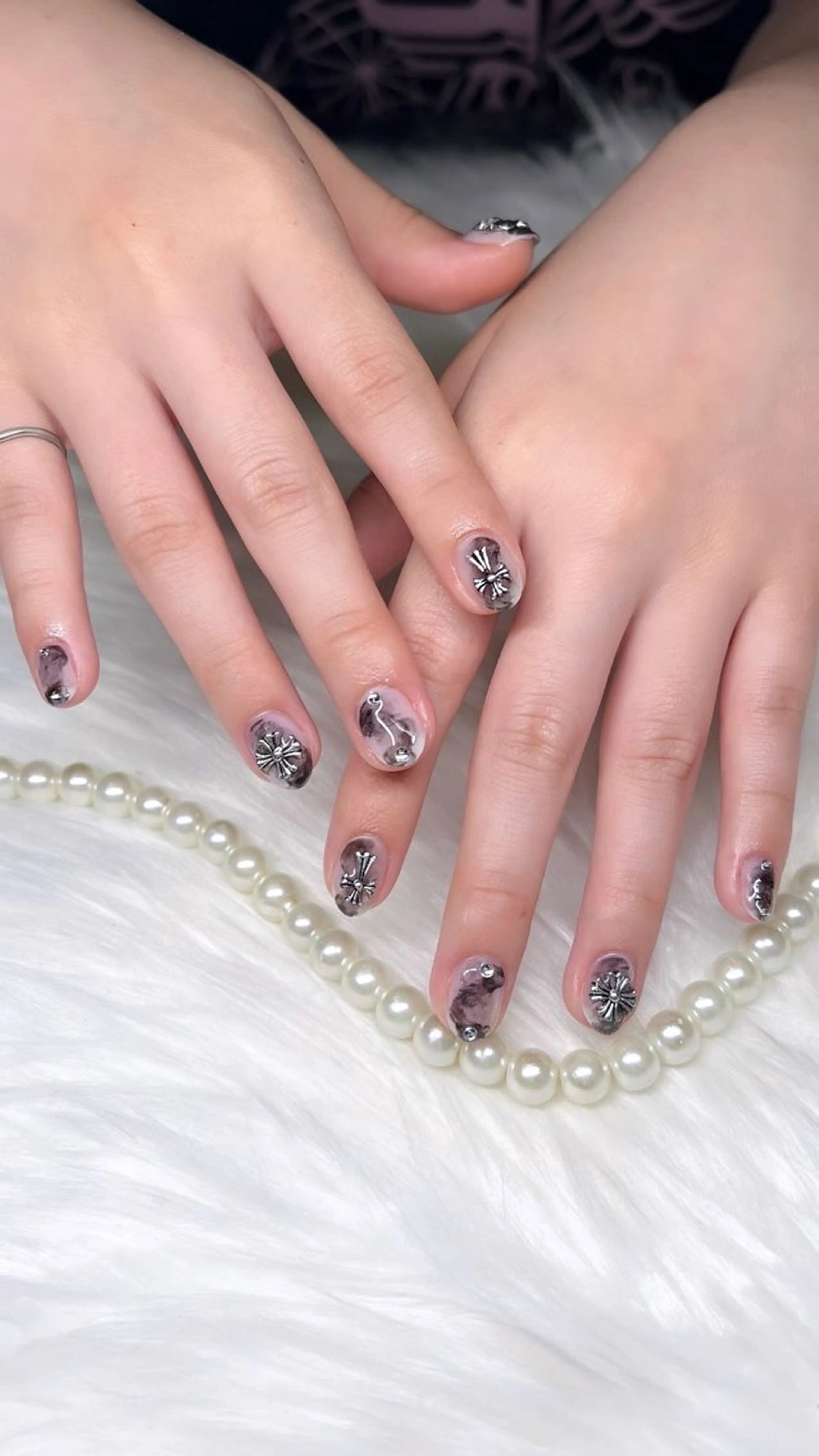 ネイル ジェルネイル 大理石ネイル(マーブル) 持ち込み ニュアンスネイル ハンドネイル Kobayashi Komugiのネイルデザイン