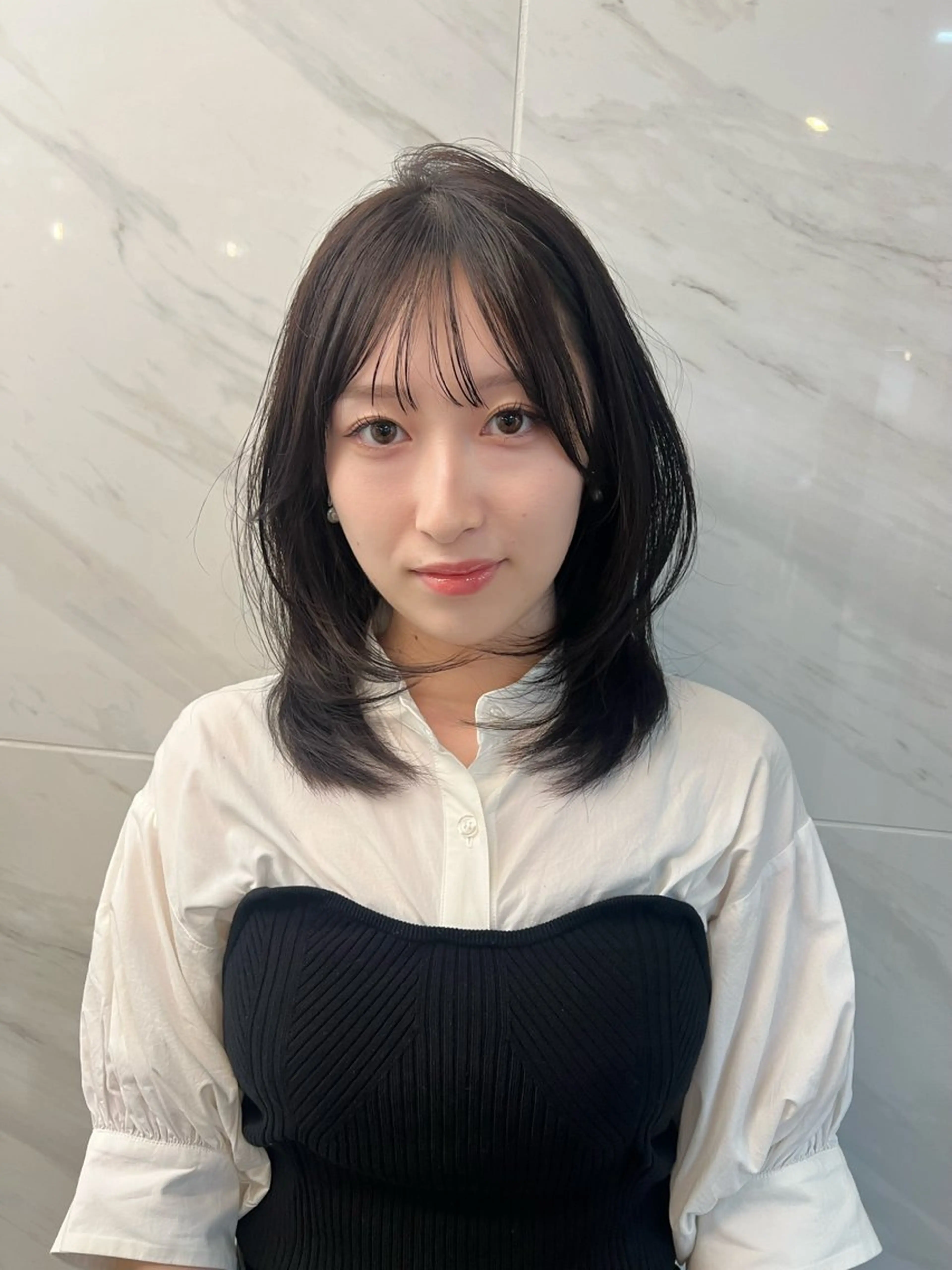 ミディアム レイヤーカット カット ヘアカラー 縮毛矯正 🩶韓国/似合わせ/ さわ🩶のヘアスタイル