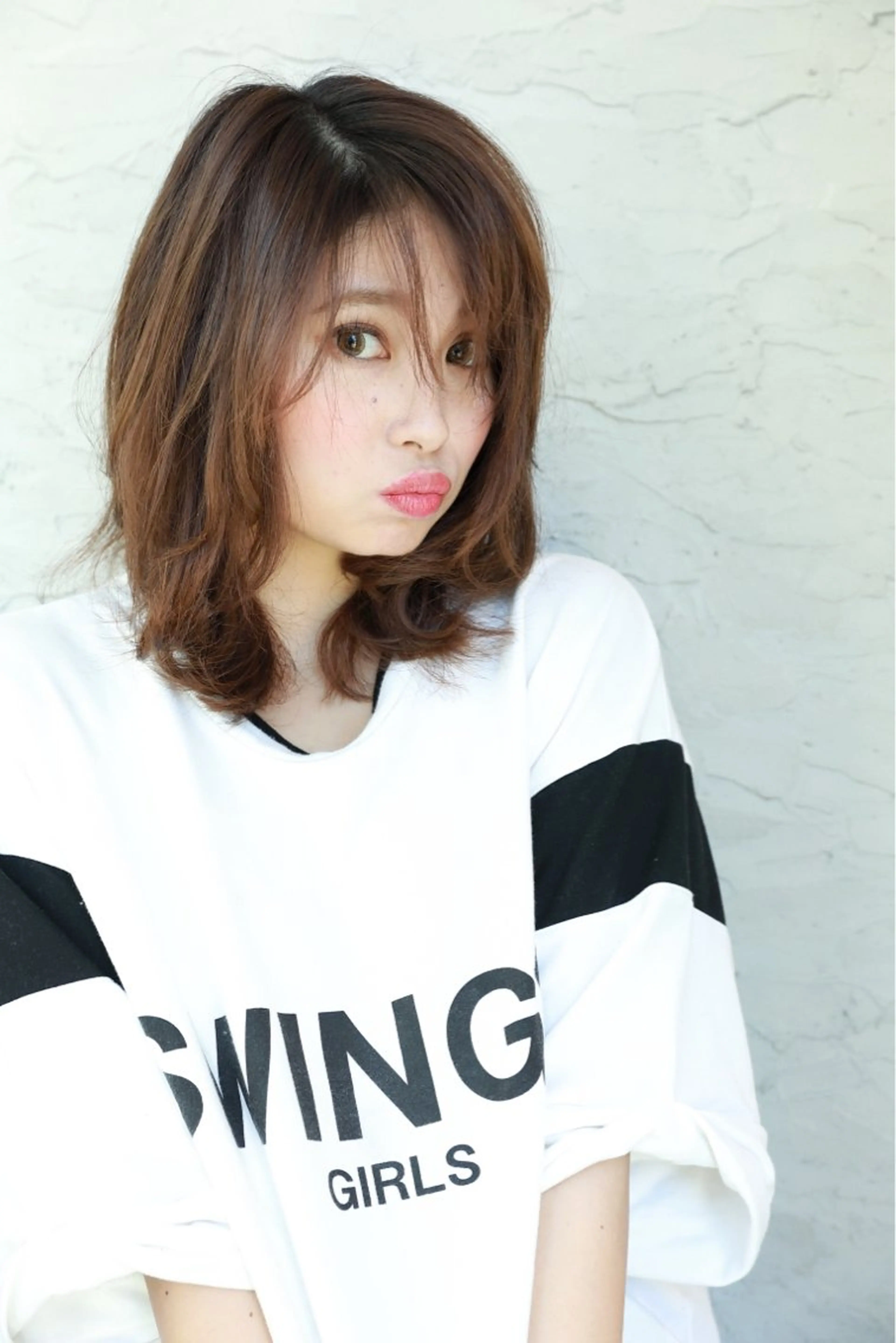 ミディアム ハイライト 髪質改善 小顔カット Endearing 銀座/レイヤーカットのヘアスタイル