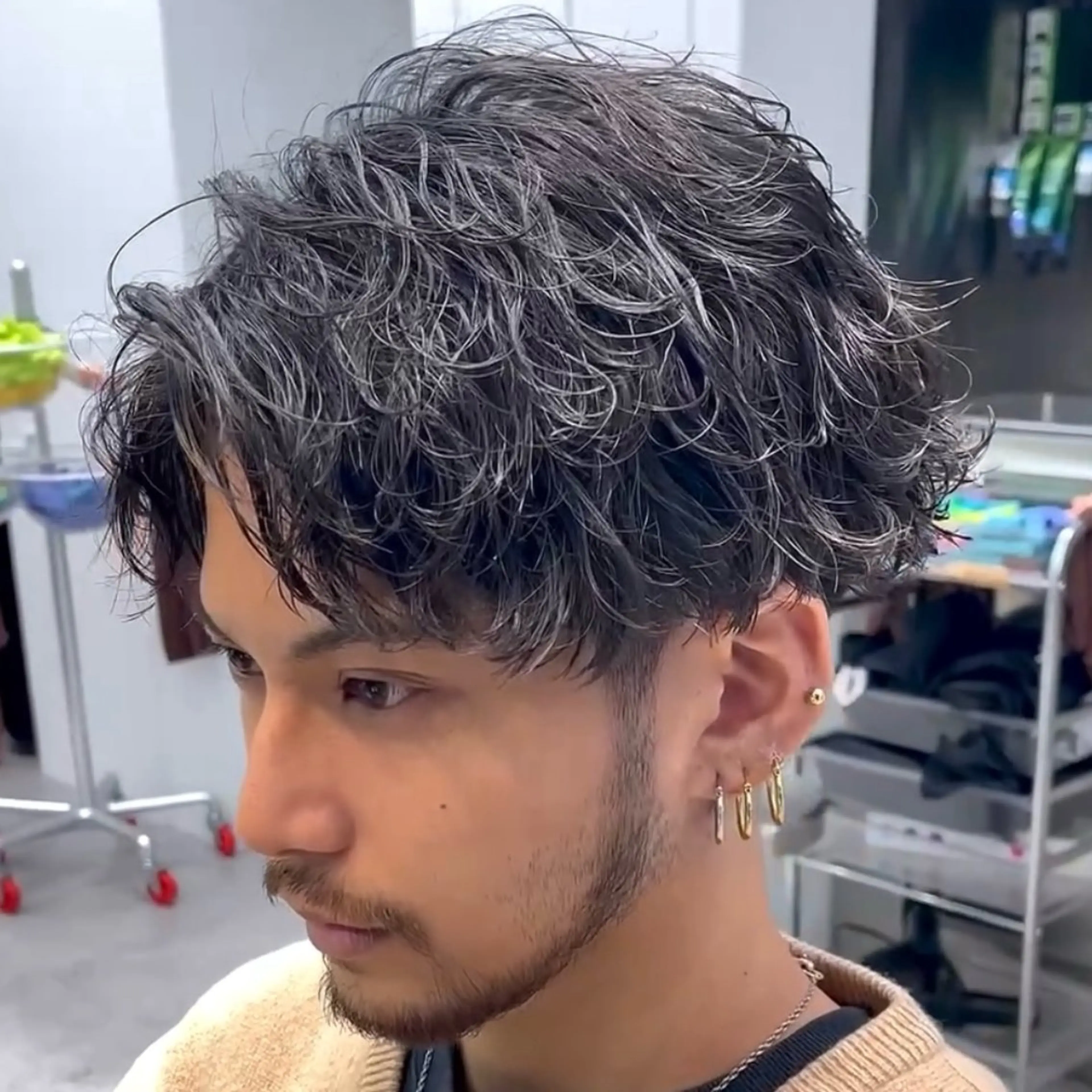 ミディアム パーマ ヘアアレンジ メンズ カット パーマ fifth Tokyo所属・fifth 石川 凪のヘアスタイル