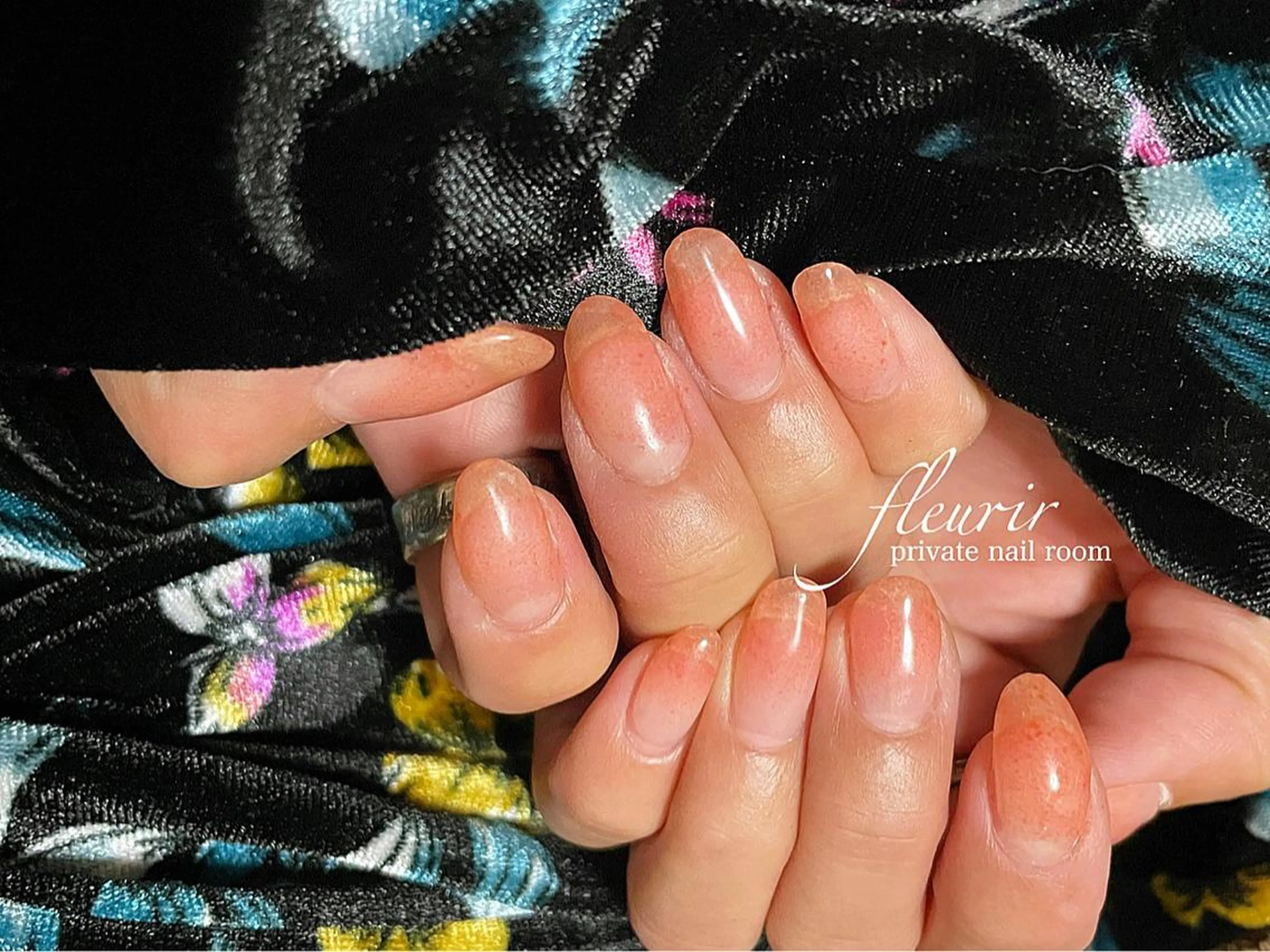 ネイル オレンジ 春ネイル フルリール 【プライベートサロンのネイルデザイン