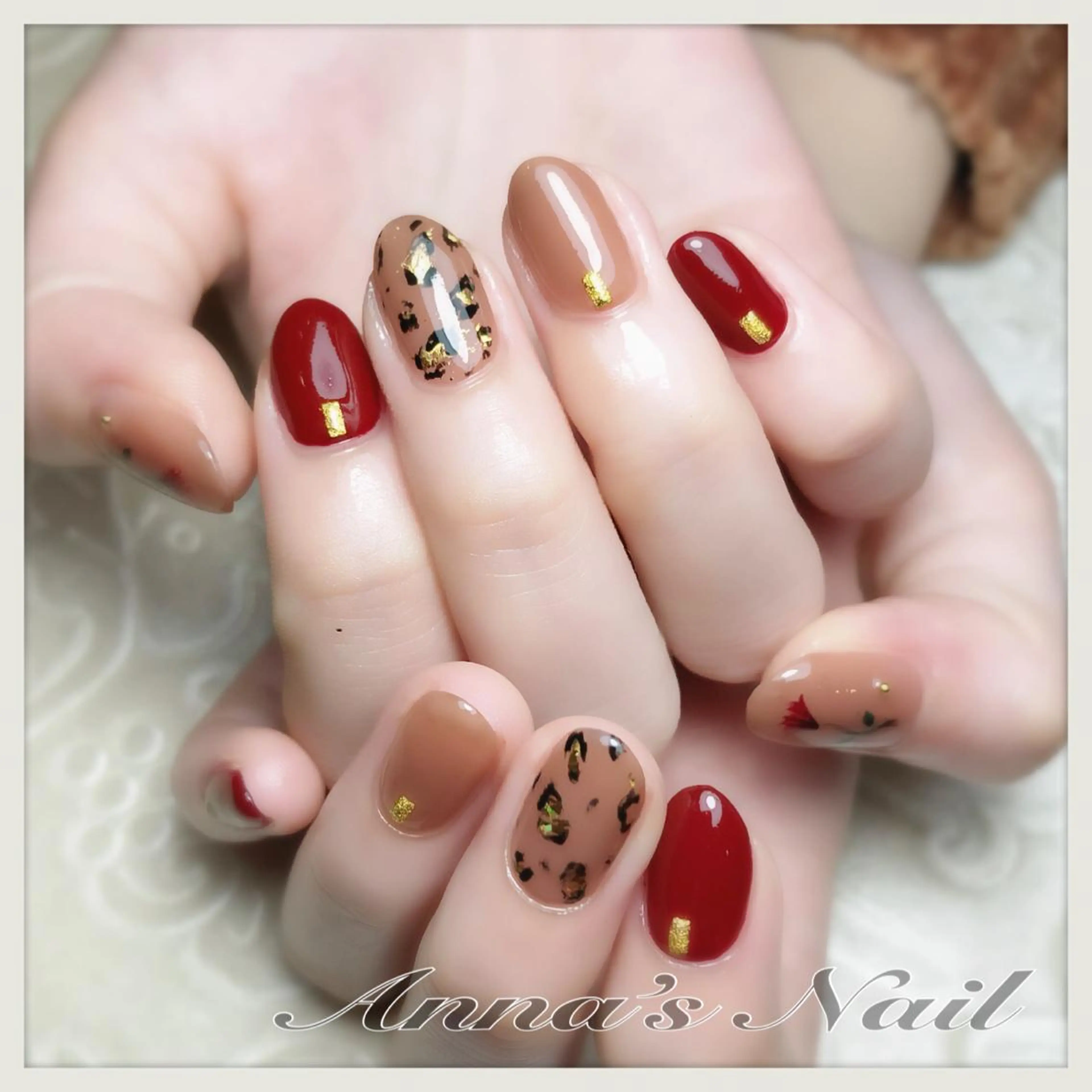 ネイル アニマル柄 ボルドー Anna’s Nail所属・清口 杏奈のネイルデザイン