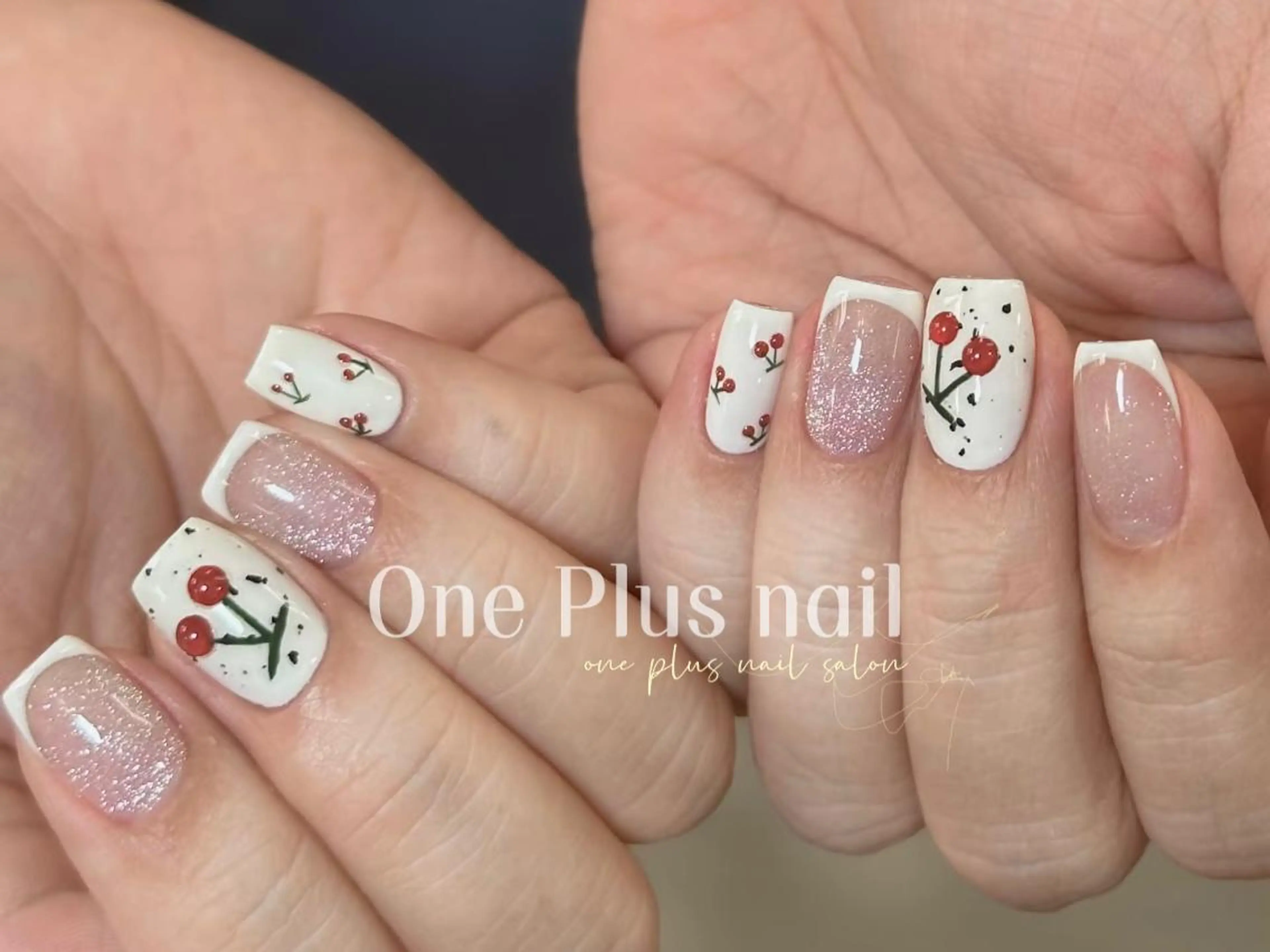 ネイル ガーリー ハート キラキラネイル 韓国ネイル ロングネイル One Plus Nail Salonのネイルデザイン