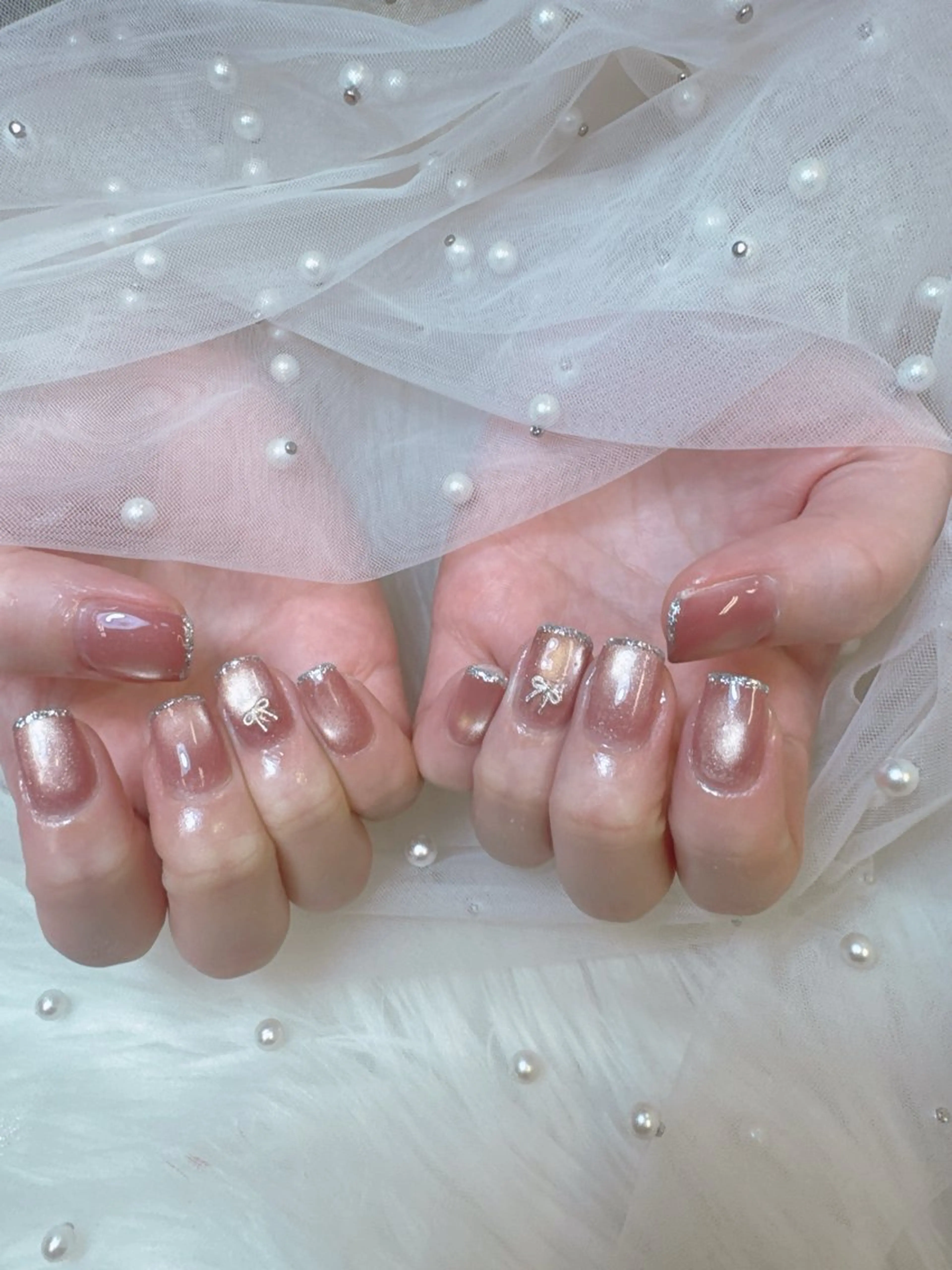 ネイル 成人式 ジェルネイル ハート キラキラネイル マグネットネイル ハンドネイル クイーンズネイル銀座所属・Queeens nailのネイルデザイン