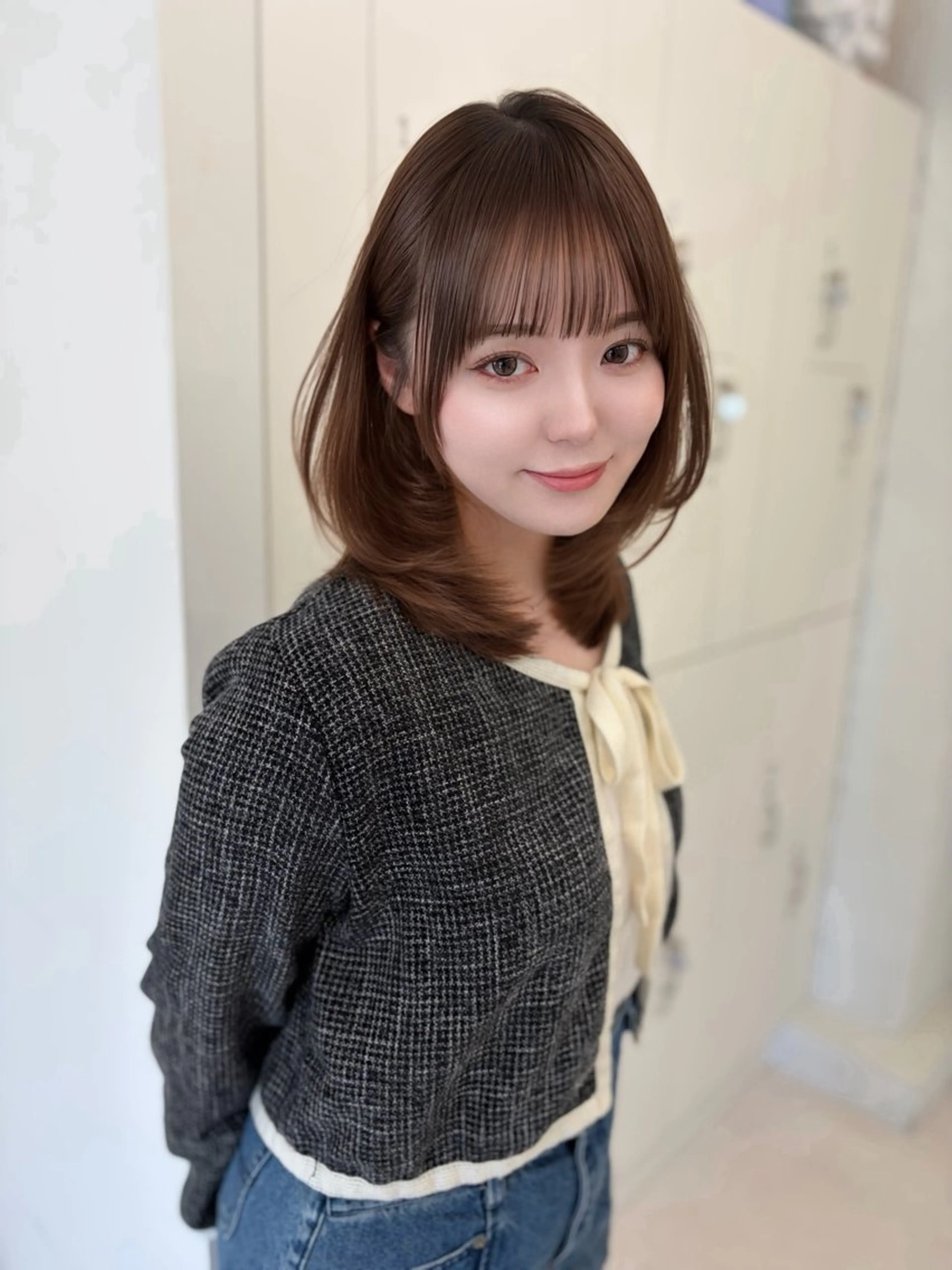 ミディアム カラー ヘアアレンジ くびれヘア 顔周りカット レイヤーカット 似合わせカット 小顔カット canoe　松江所属・似合わせレイヤー♡ 顔周り♡minamiのヘアスタイル