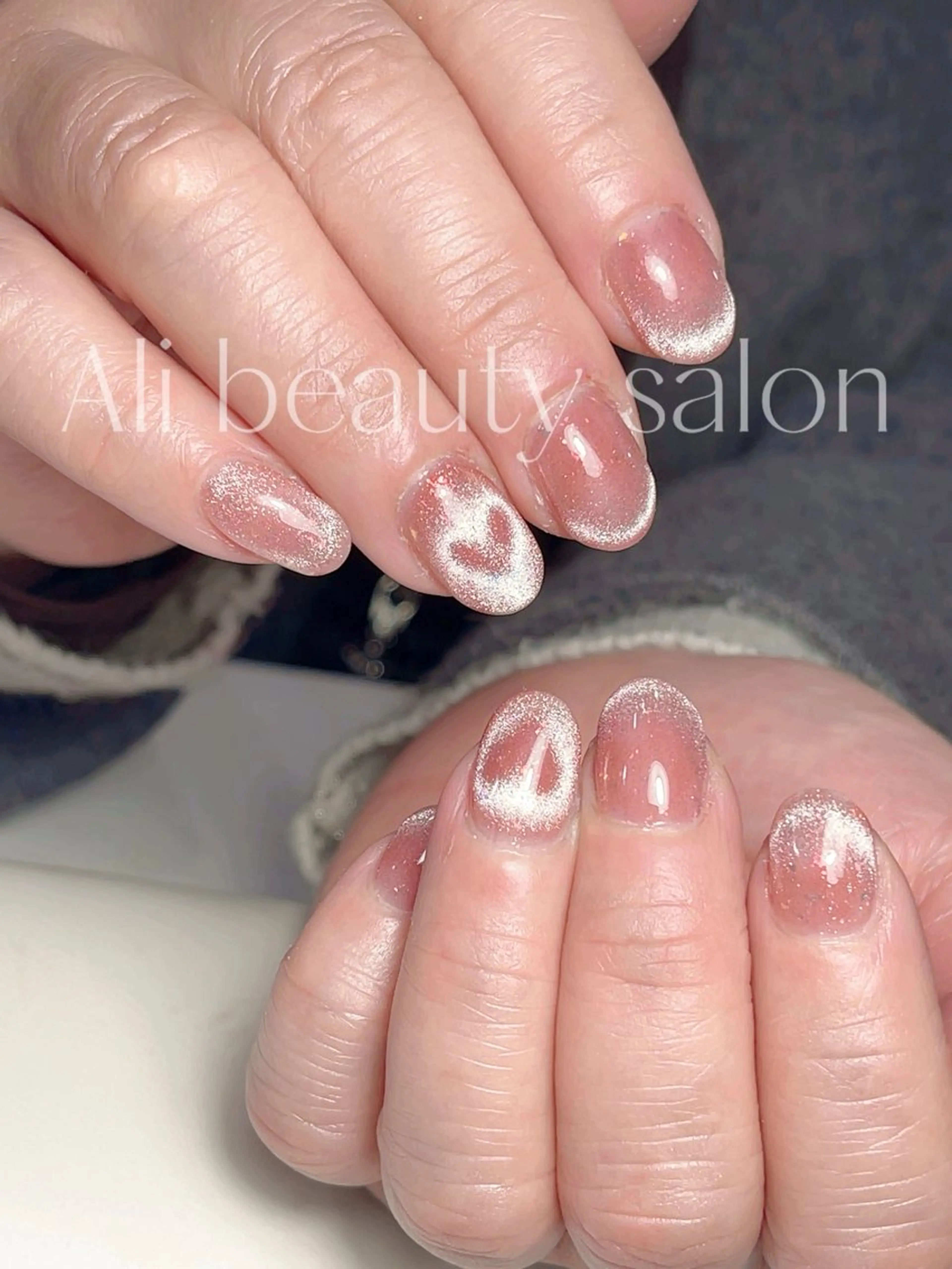 ネイル フレンチネイル ハート マグネットネイル ハンドネイル Ali 新小岩 ネイル専門のネイルデザイン