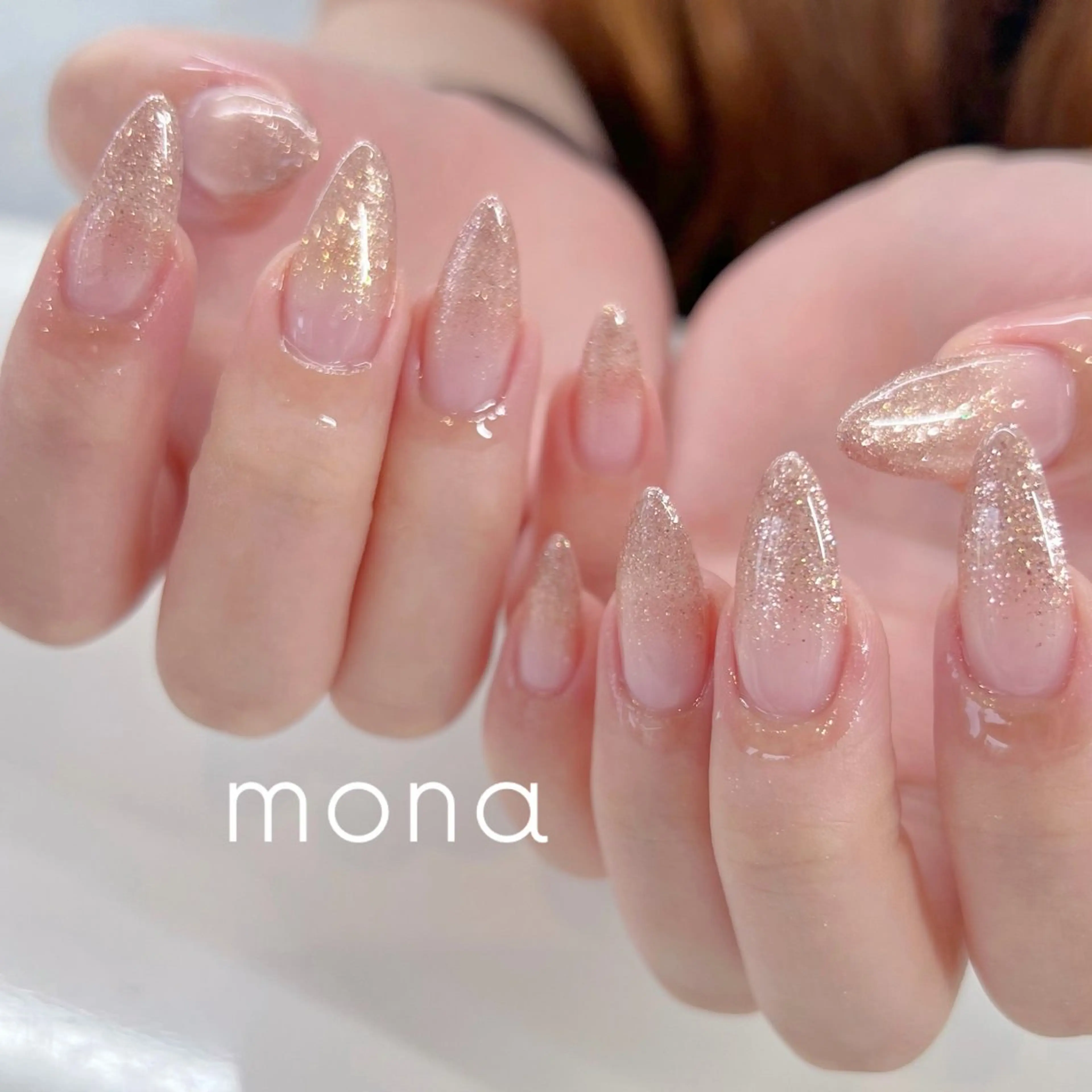 ネイル グラデーション ラメ(グリッター) ラメグラデーション ハンドネイル mona Midukiのネイルデザイン
