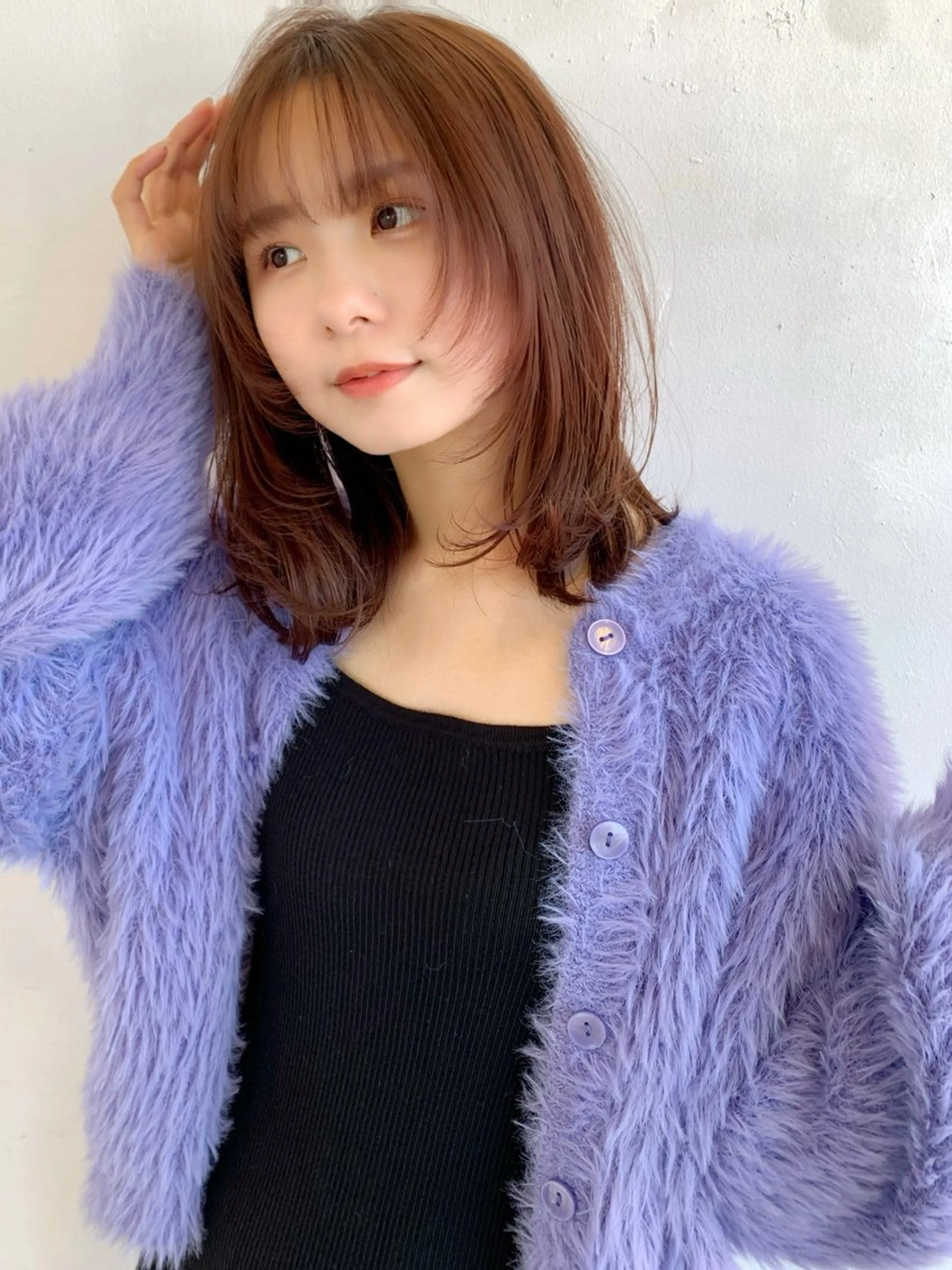 セミロング 伸ばしかけ レイヤーカット カット ヘアカラー トリートメント 藤間 帆乃夏（とうまほのかのヘアスタイル