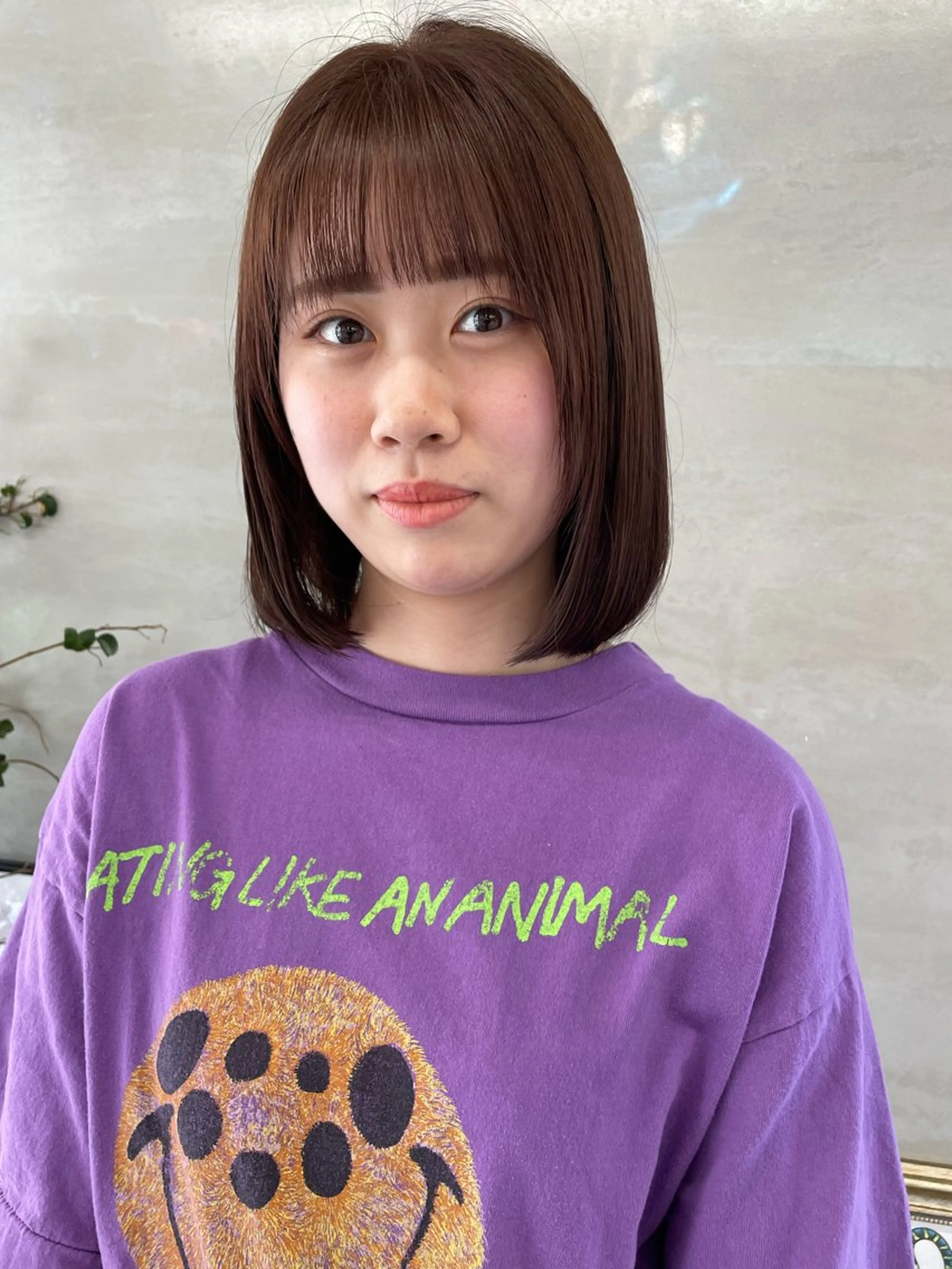 ミディアム カラー ショート/ボブ/似 合わせ/顔周りカットのヘアスタイル