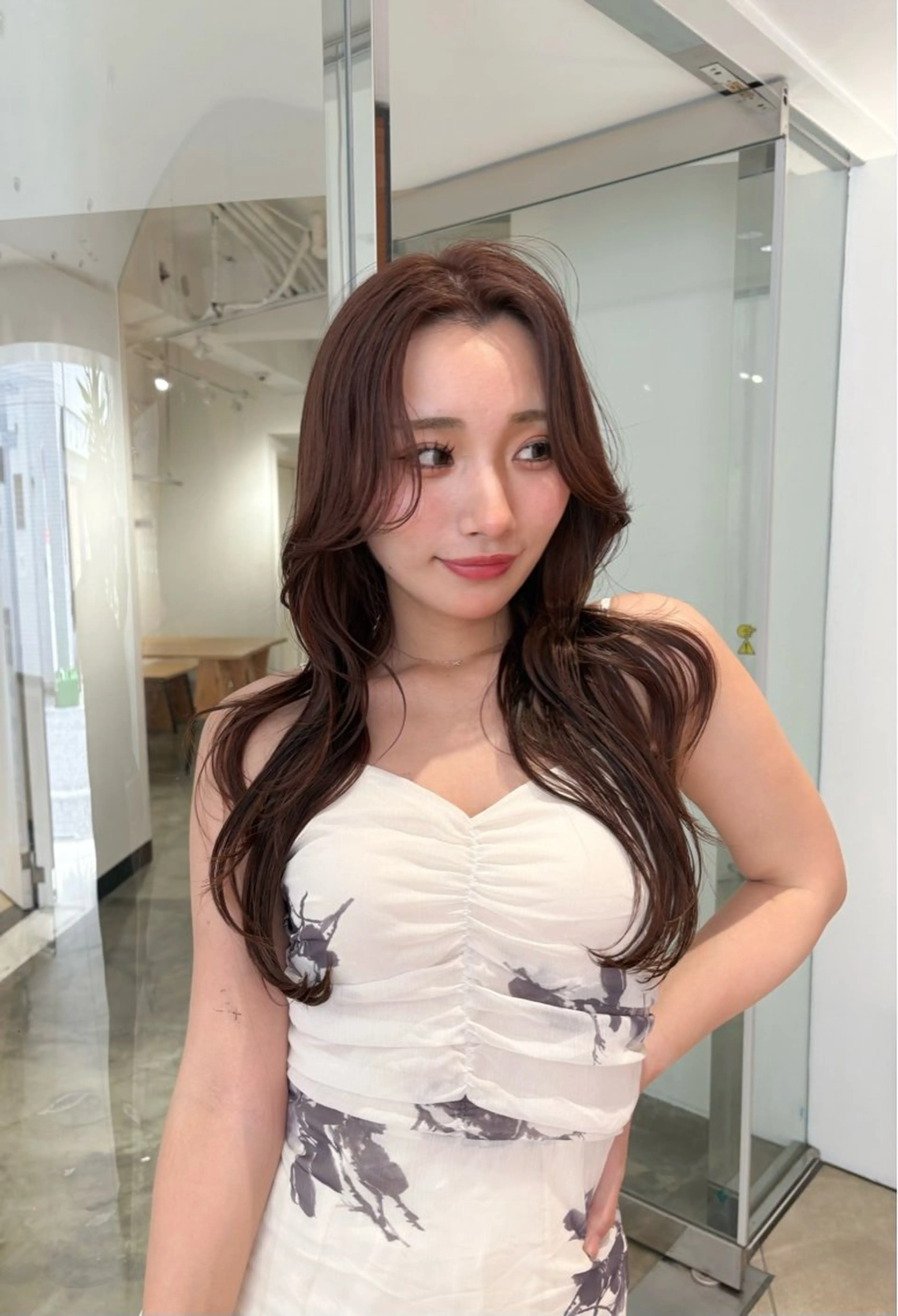 ロング カラー カット ヘアカラー トリートメント ♠️暗髪レイヤー♠️ 中山唯斗のヘアスタイル