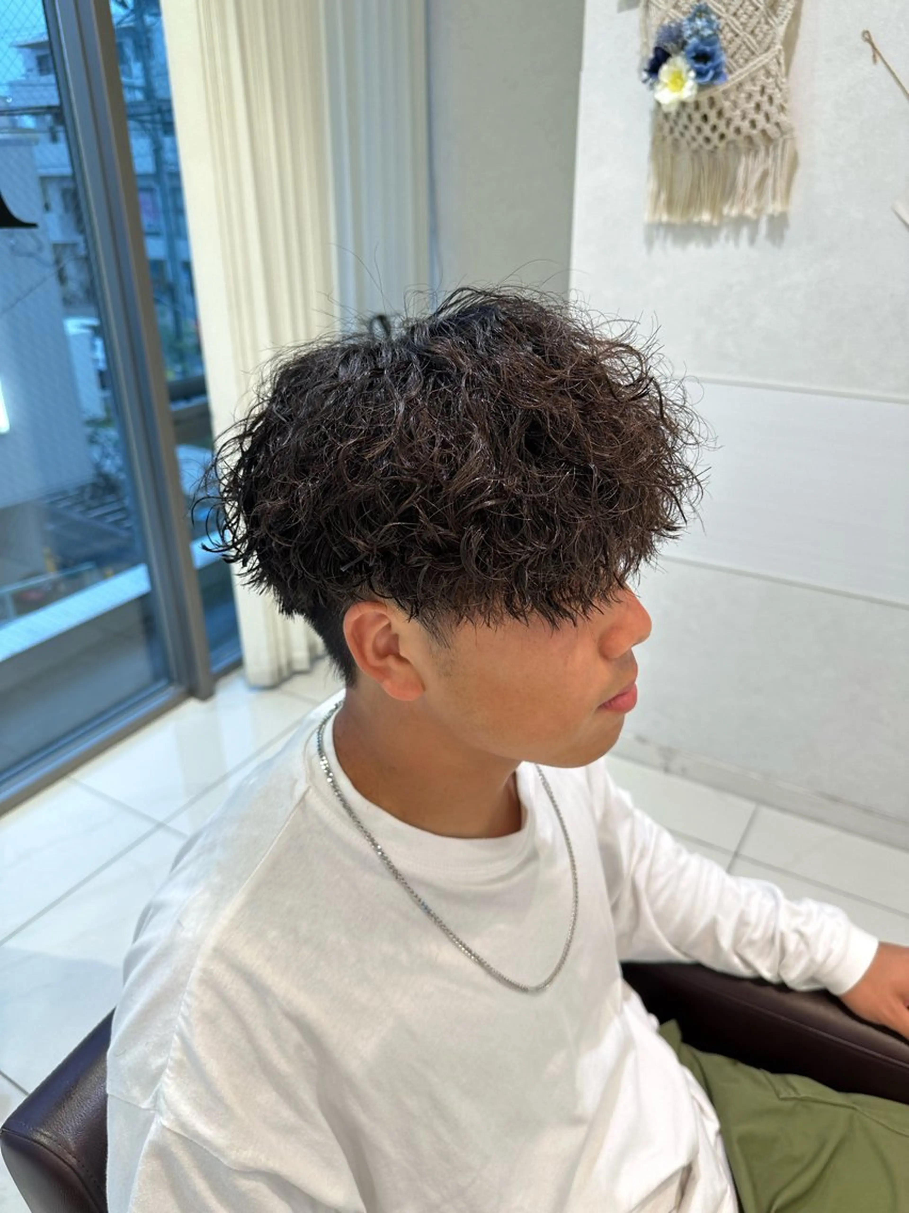 パーマ ブリーチカラー /メンズパーマ/陸のヘアスタイル