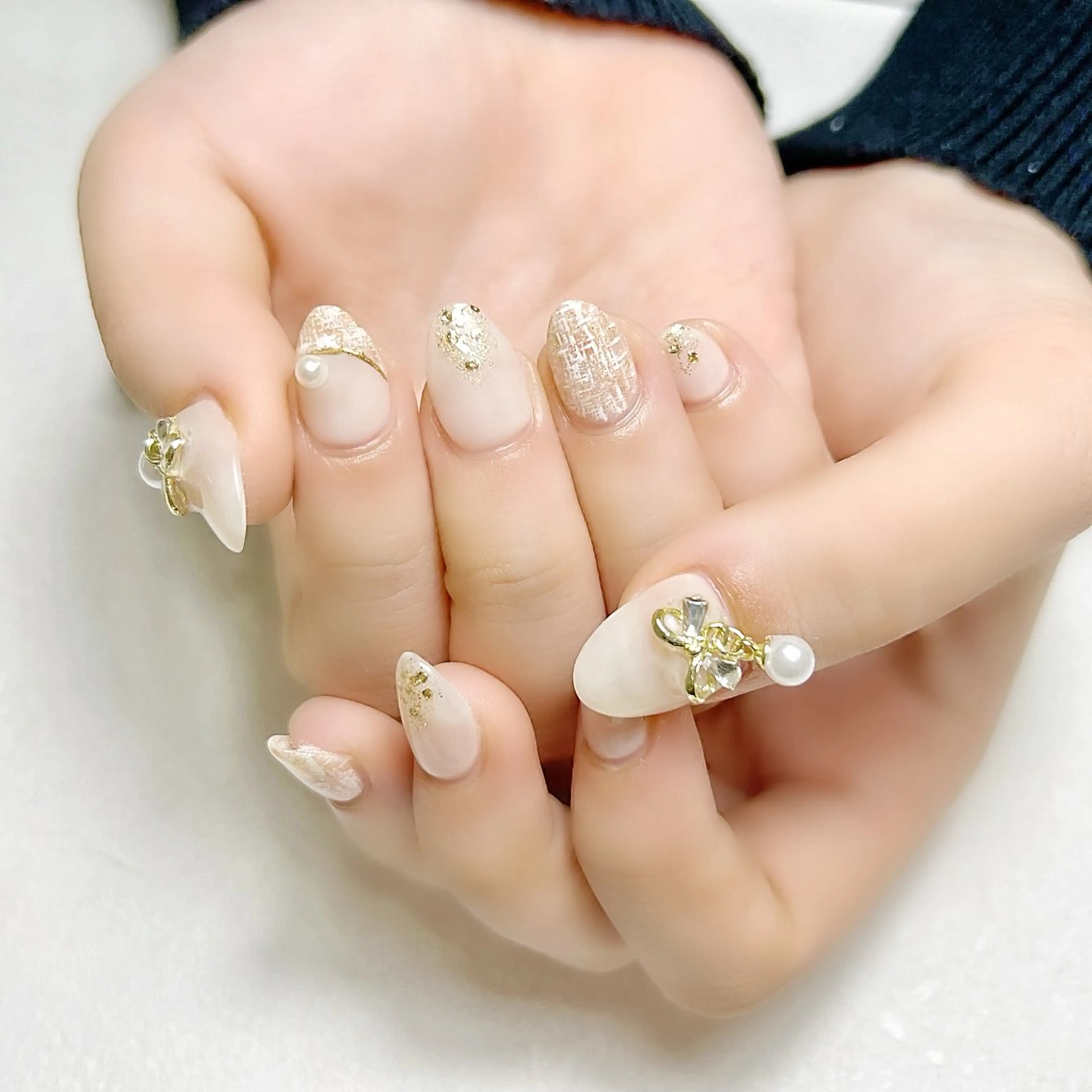 ネイル ガーリー 韓国ネイル ラメ(グリッター) ツイードネイル ワンホンネイル rouse nail RISATOのネイルデザイン