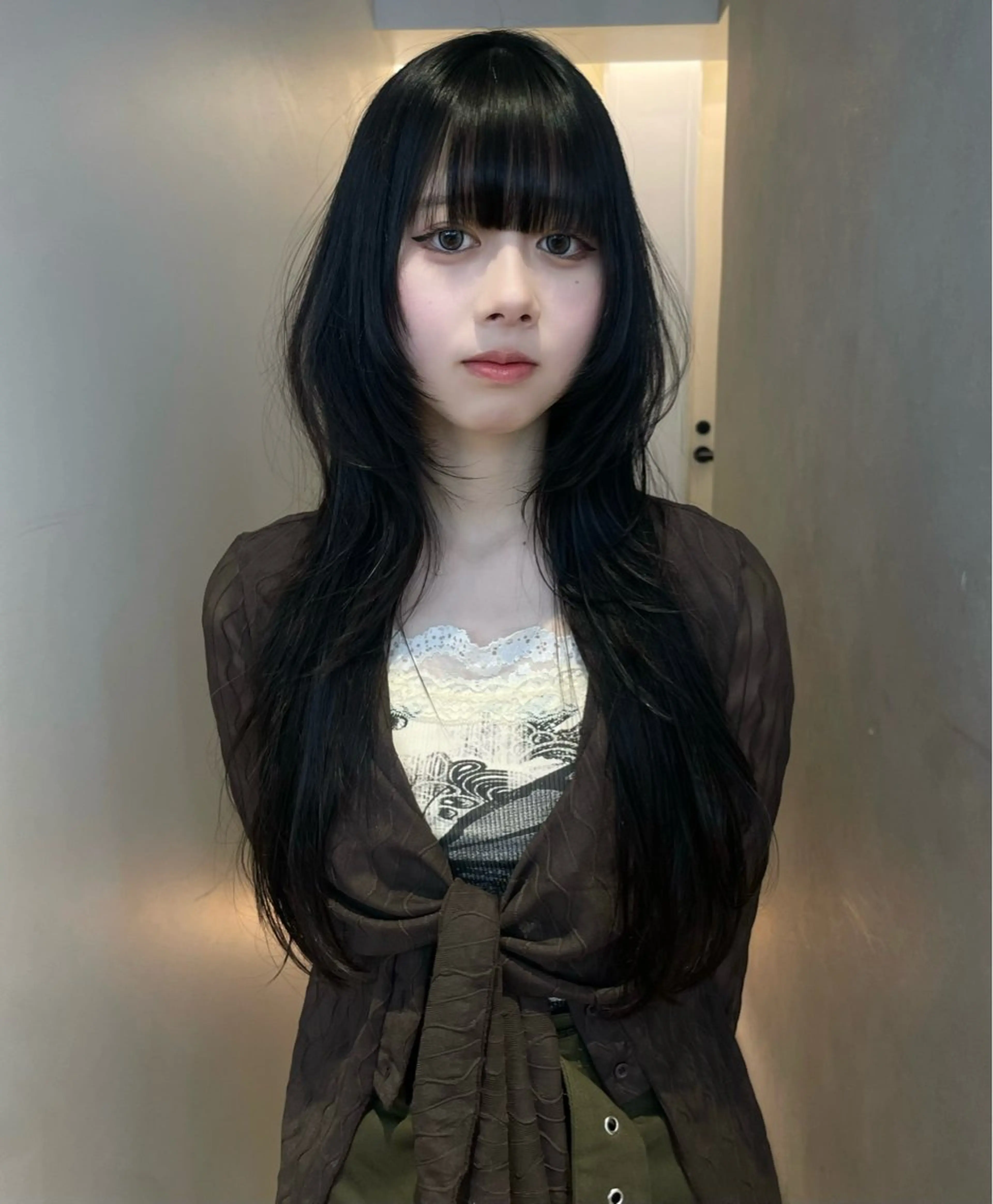 セミロング ハッシュレイヤー/ ベージュ/senaのヘアスタイル