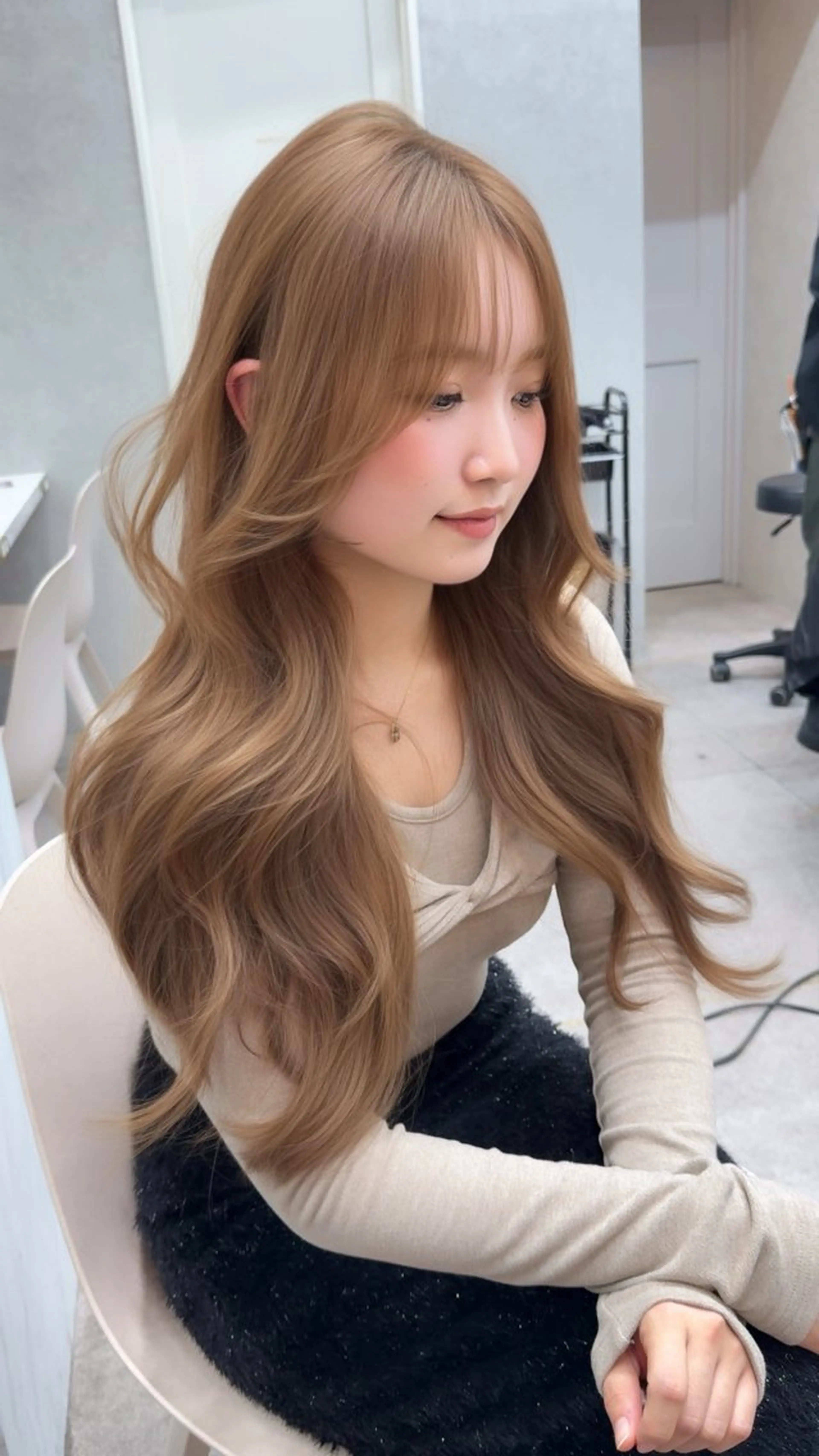 ロング カラー カット ヘアカラー トリートメント ダブルカラー 韓国レイヤーKYONのヘアスタイル