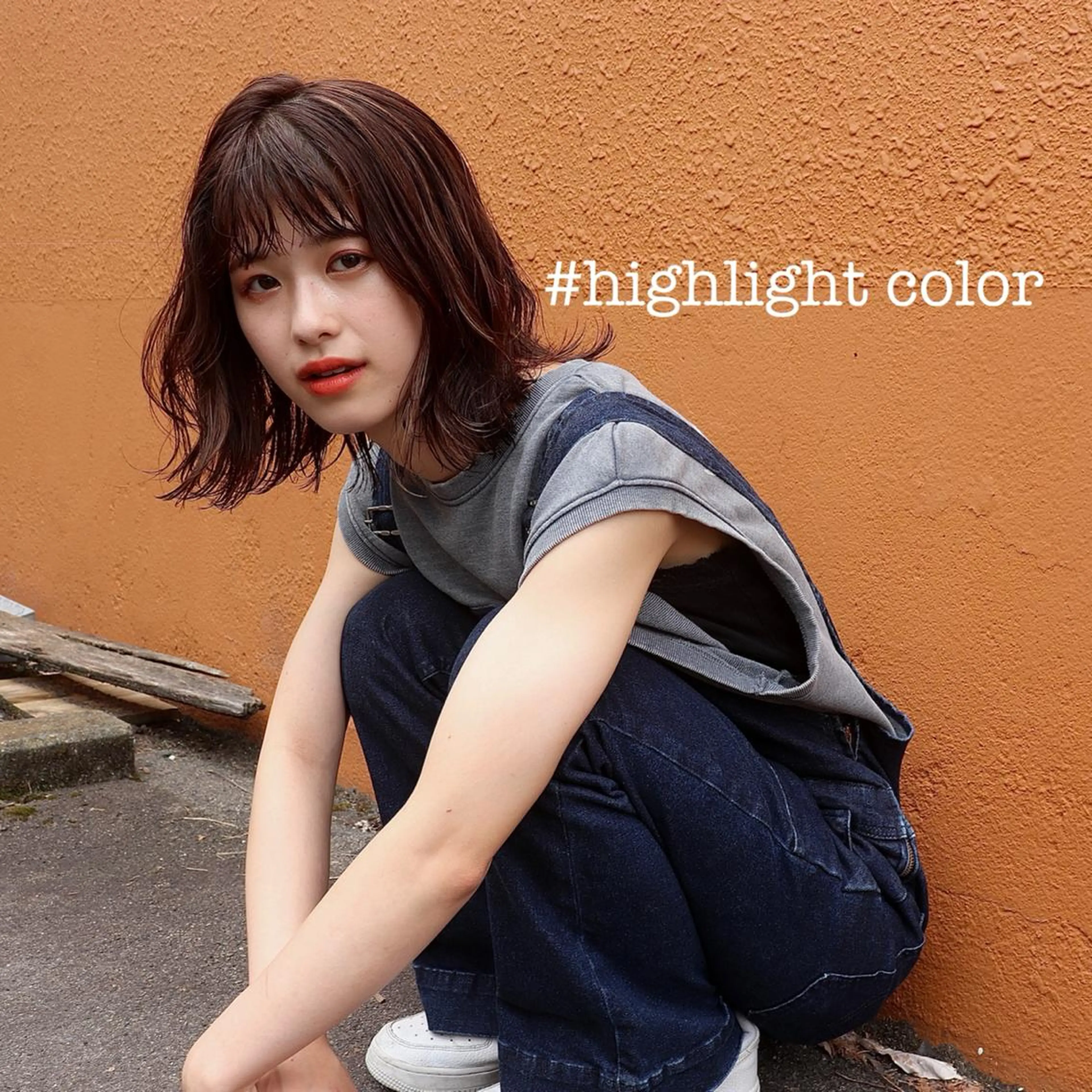 ミディアム カラー ボブレイヤー ハイライトカラー ボブ ハイライト レイヤーカット カット ヘアカラー トリートメント 萌花　moeka /韓国/レイヤーのヘアスタイル