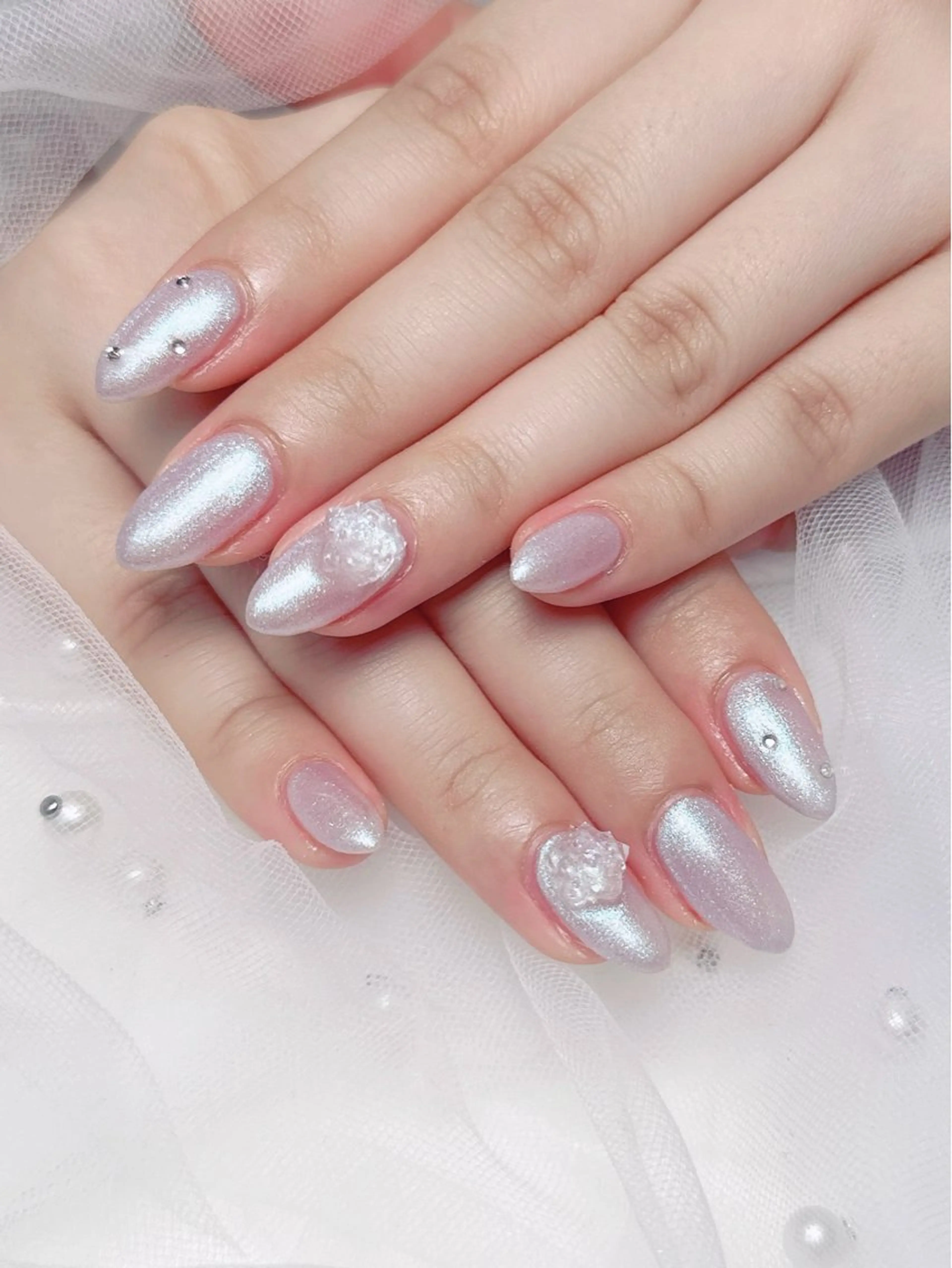 ネイル フレンチネイル ジェルネイル ハート 韓国ネイル マグネットネイル ハンドネイル ネイルサロン lotusのネイルデザイン