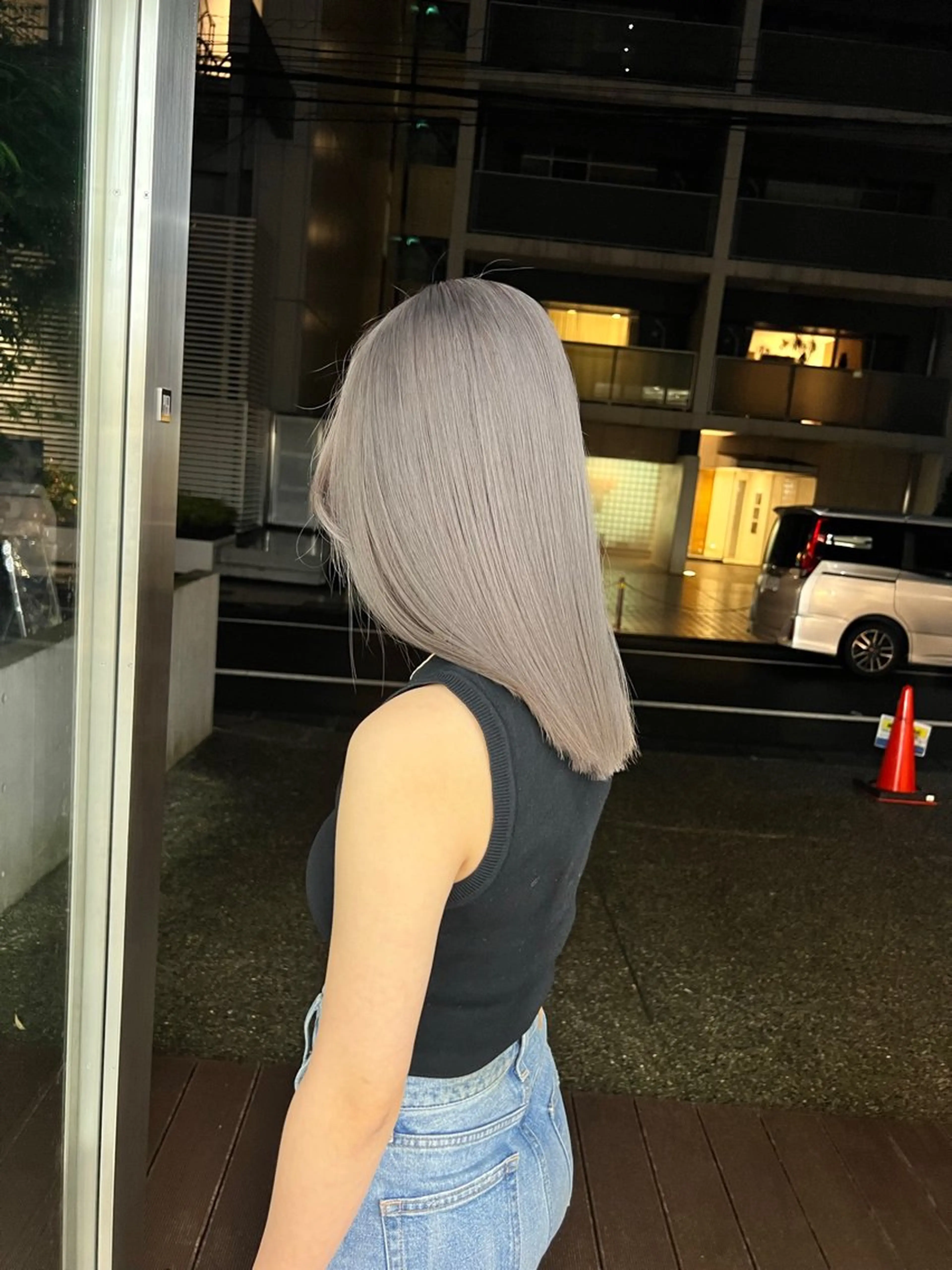 ミディアム カラー グレージュ カット ヘアカラー ムラ修正💎 艶髪ハイトーン💎のヘアスタイル