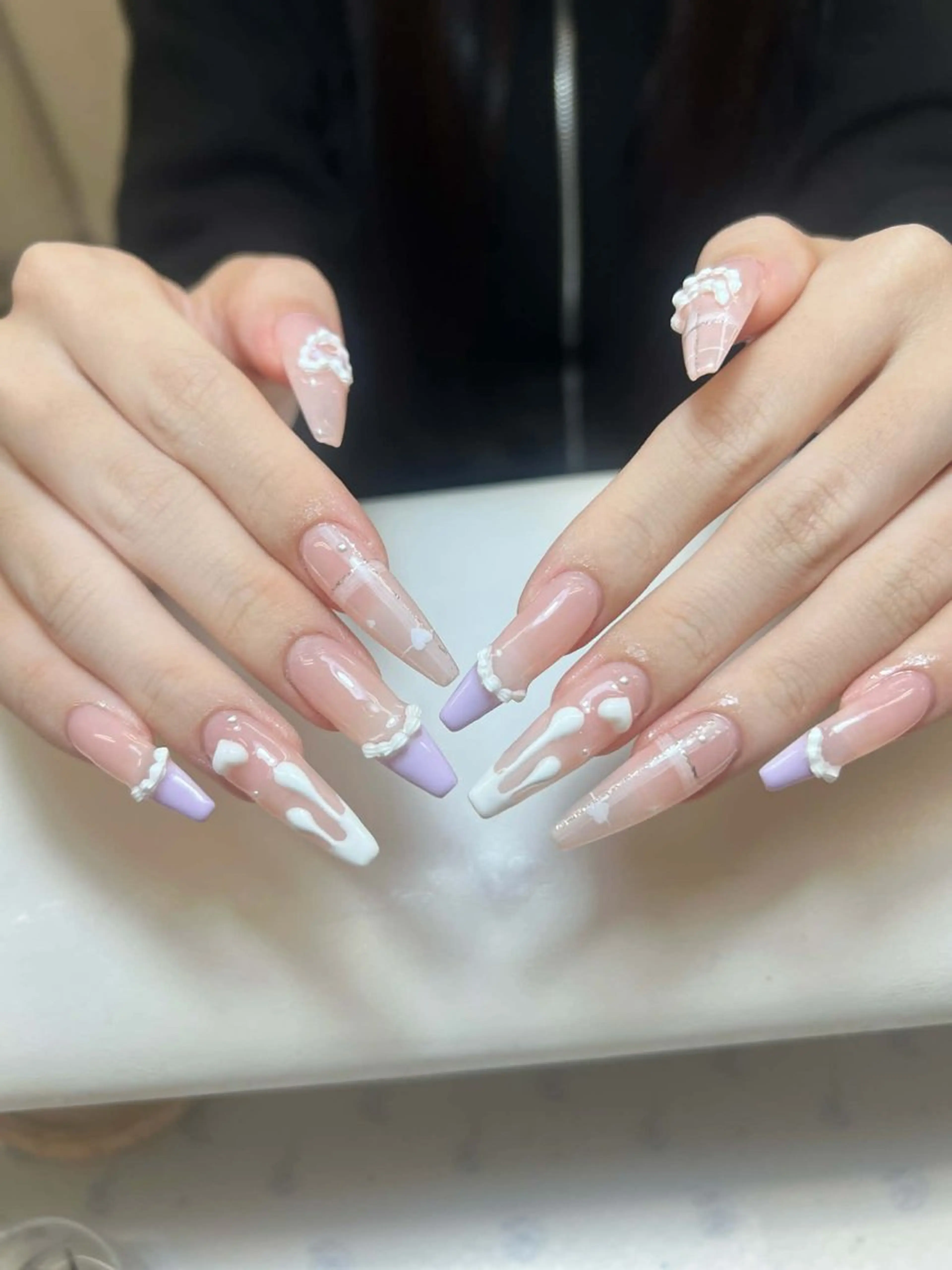 ネイル アートネイル オーロラネイル チークネイル 長さ出し フットネイル ハンドネイル フットネイル ハンドケア Noiranail_ studio川越西口のネイルデザイン