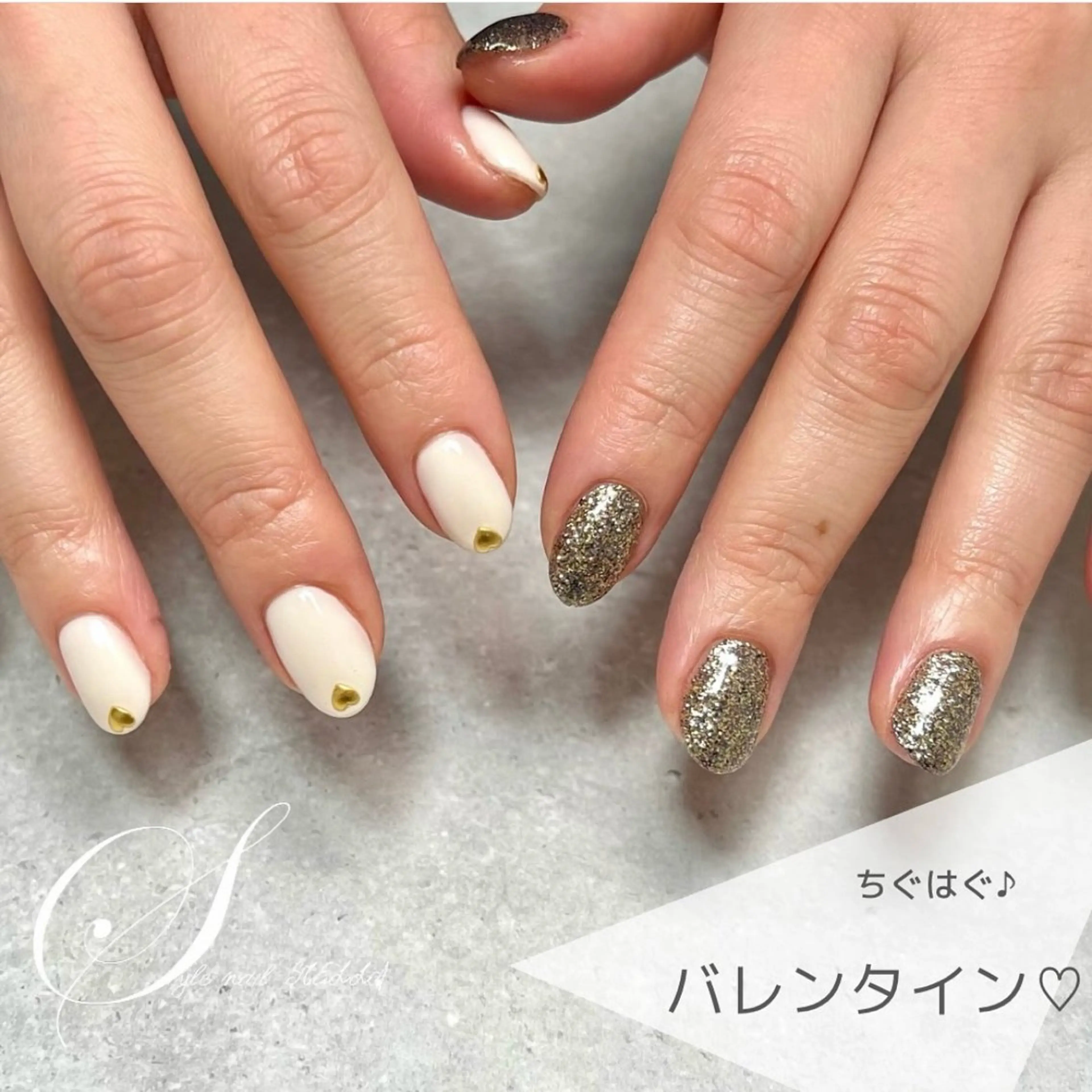 ネイル ハート ワンカラーネイル バレンタイン ハンドネイル ステラ marikominoのネイルデザイン