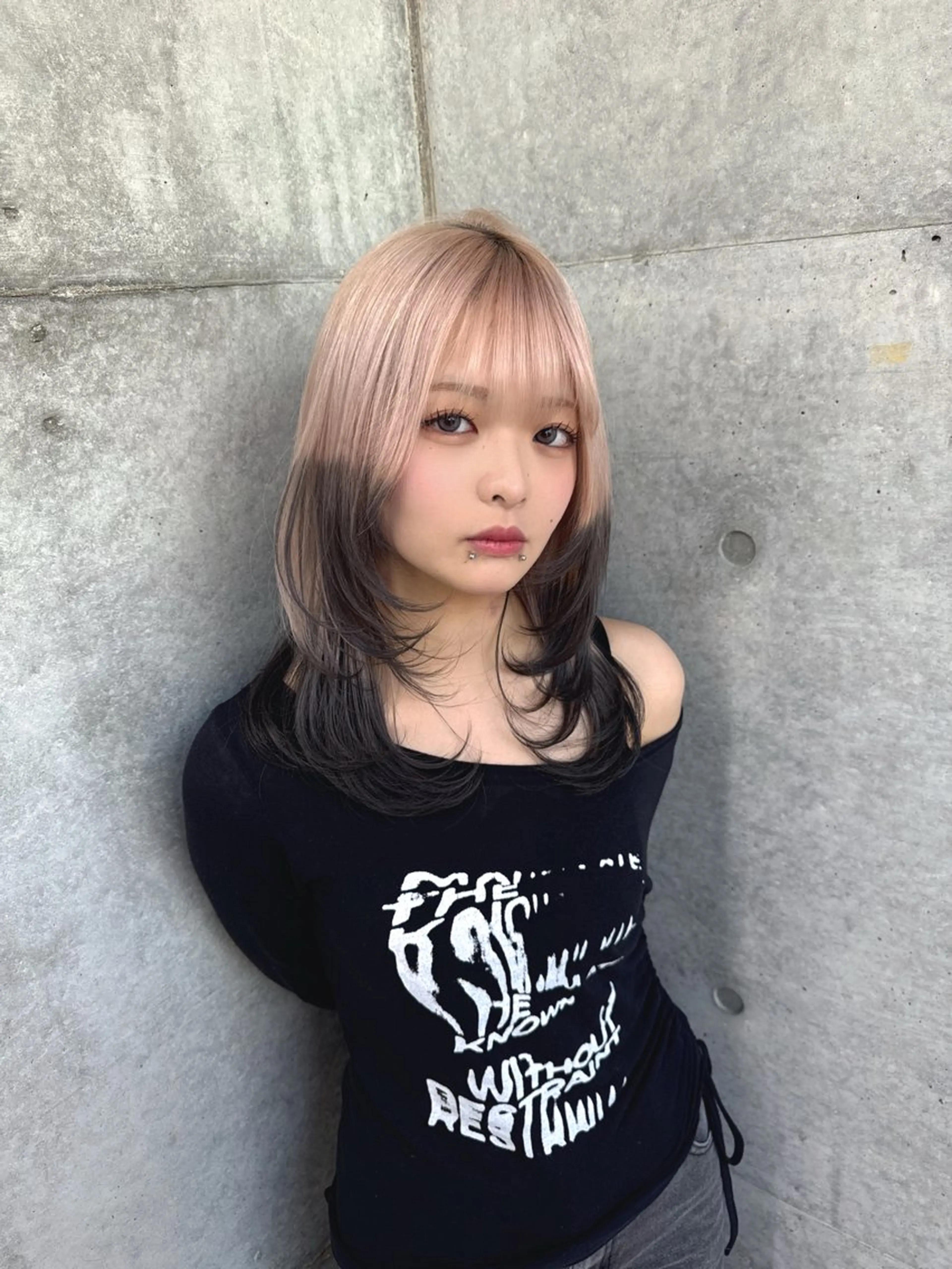 ミディアム カラー ヘアカラー トリートメント ヘアセット ダブルカラー 韓国レイヤーKYONのヘアスタイル