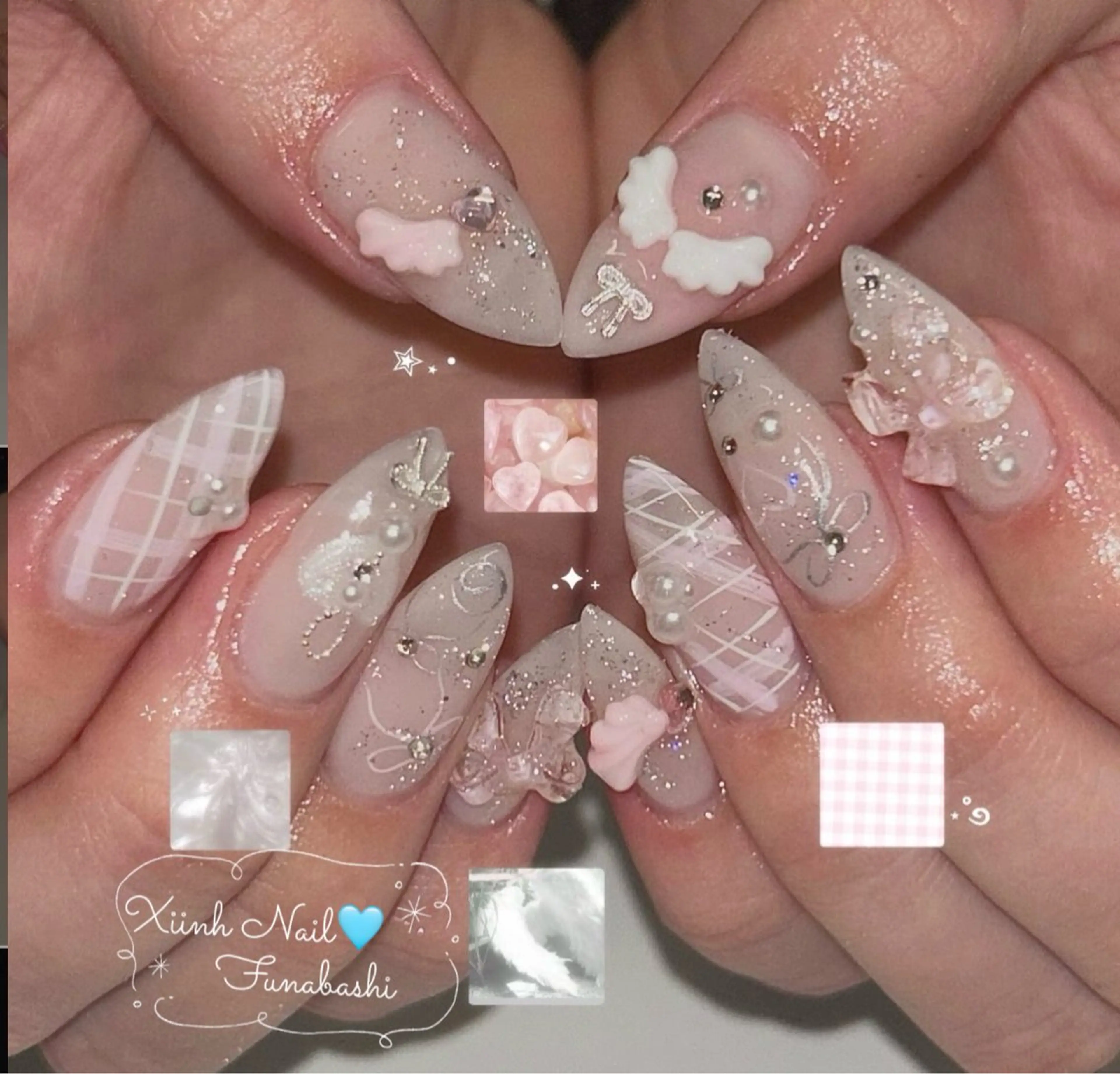 ネイル チークネイル 桜ネイル 長さ出し フットネイル ジェルネイル ハンドネイル XIINH NAIL SALONのネイルデザイン