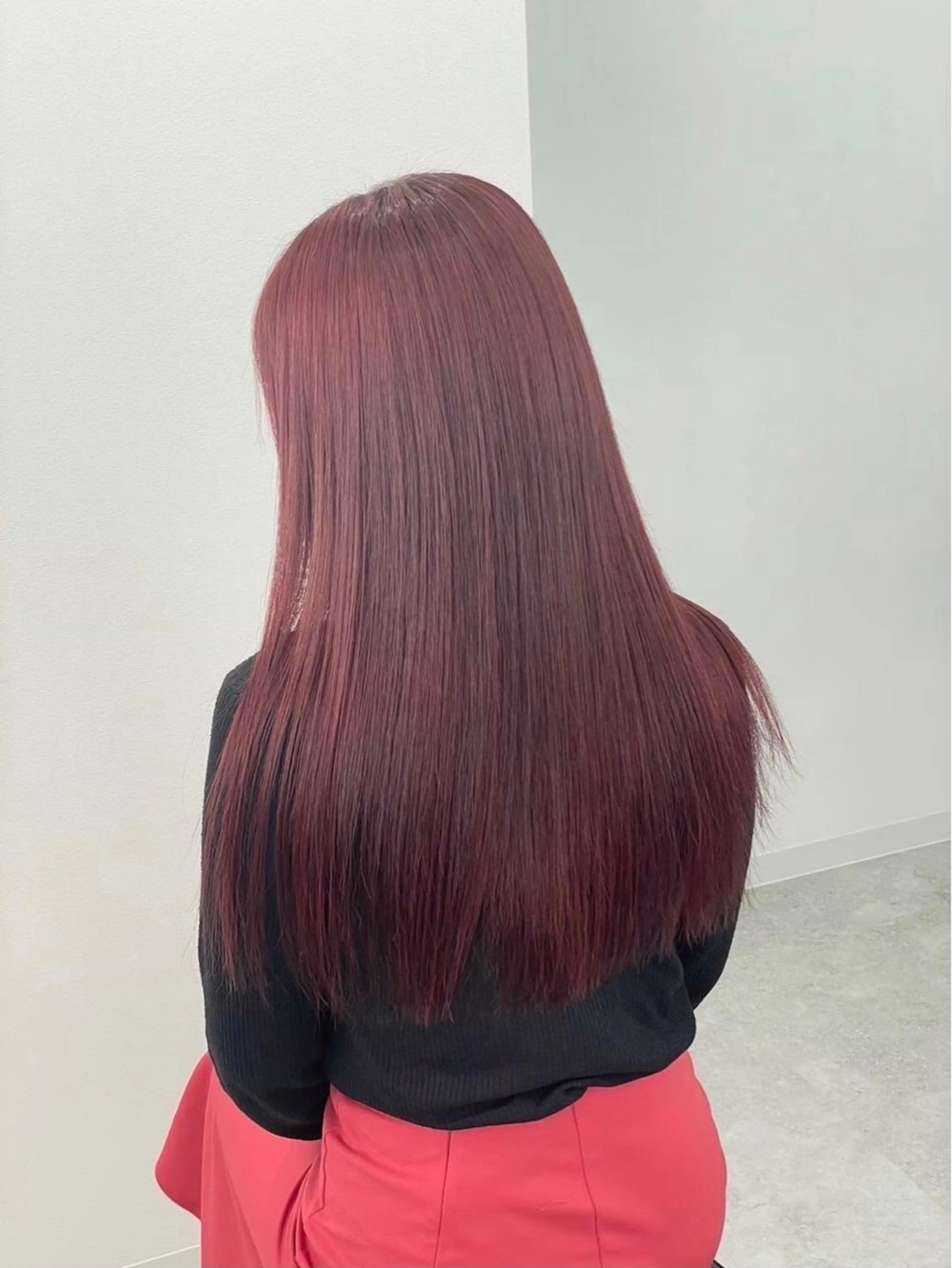 ロング カラー ヘアアレンジ ケアカラー ロング ヘアカラー ヘッドスパ ヘアセット 中韓🇰🇷暖色/ ワインレッド/らいるのヘアスタイル