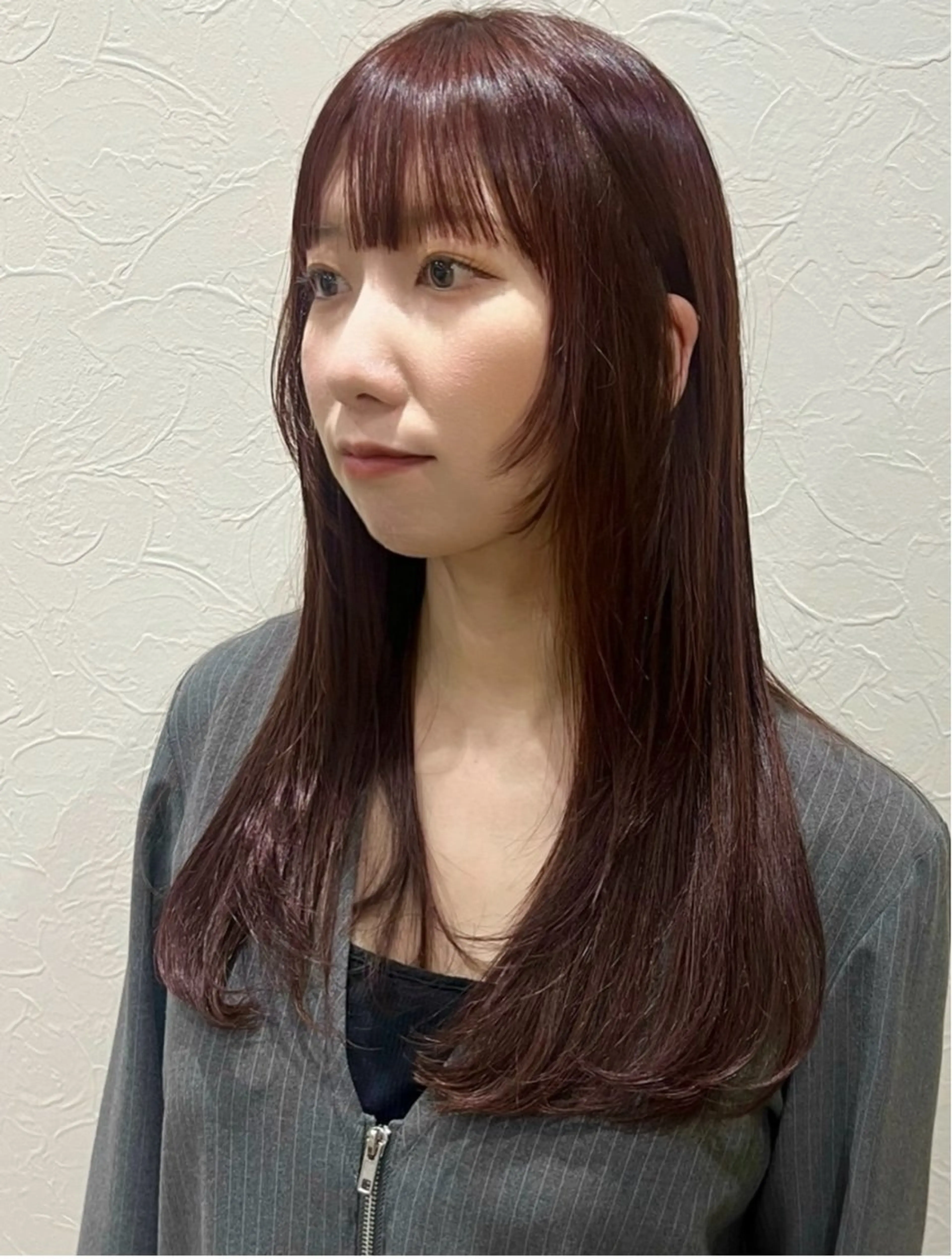 ロング カラー ボルドーカラー ブラウンカラー 韓国風カラー ピンクカラー ピンクブラウン カット 縮毛矯正 トリートメント ヘッドスパ Kasumi /伏見 /髪質改善/ロングのヘアスタイル
