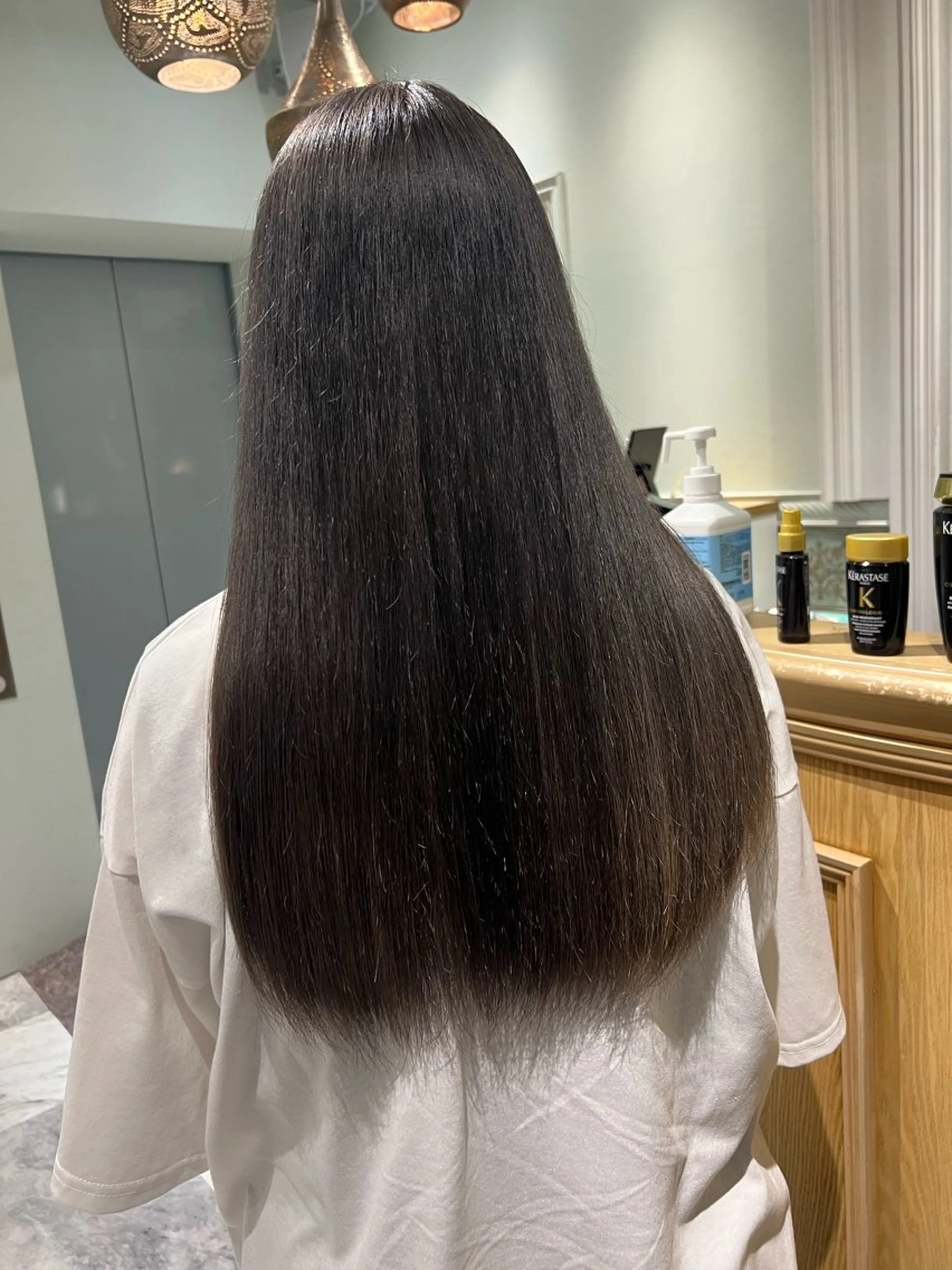 ロング ボブ ハイライト 髪質改善 韓国風ヘア 小顔カット ヘアカラー トリートメント 透明感カラー/カット 髪質改善/森栄範のヘアスタイル