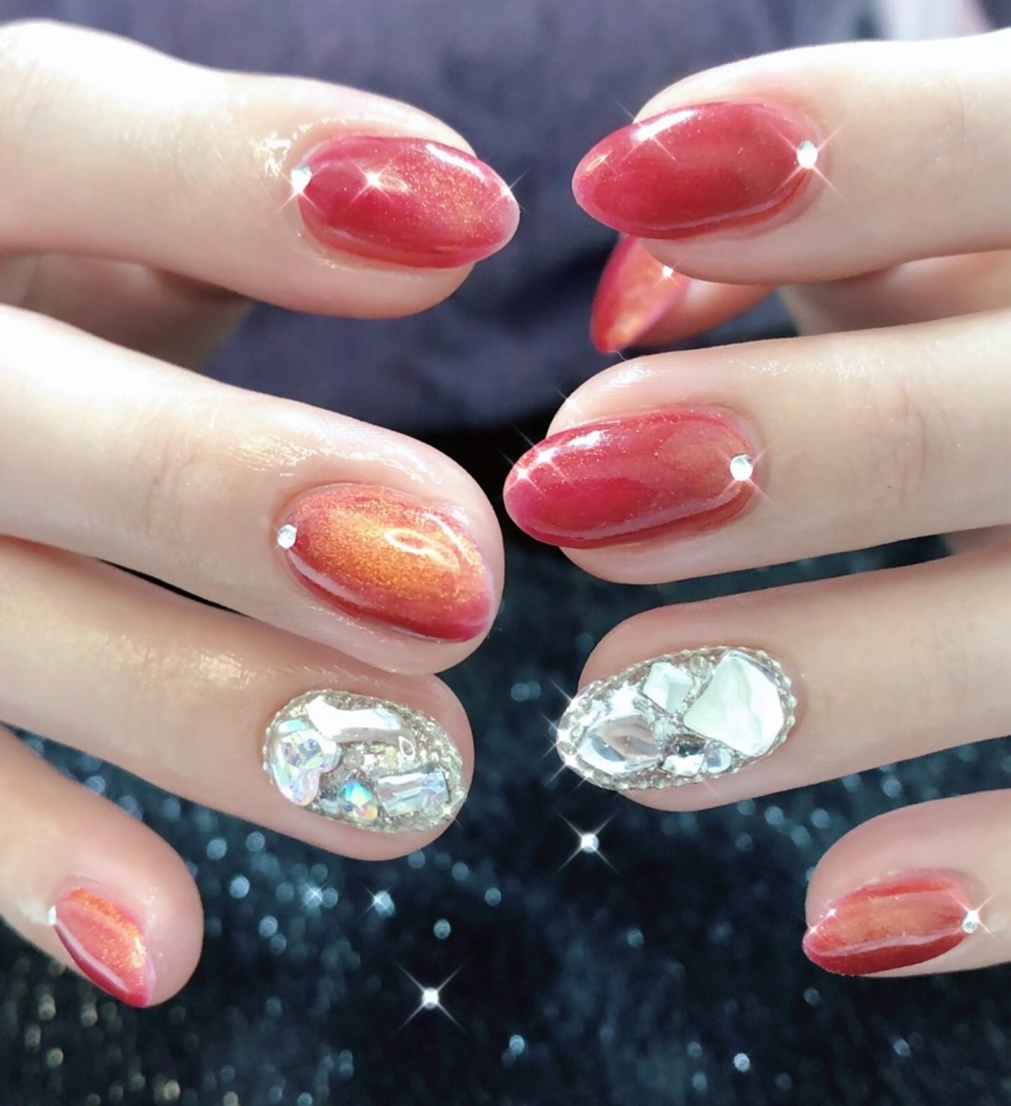 ネイル フレンチネイル ジェルネイル ガラスフレンチ ゴージャス グラデーション ハンドネイル ハンドケア 大門浜松町 ネイルのネイルデザイン