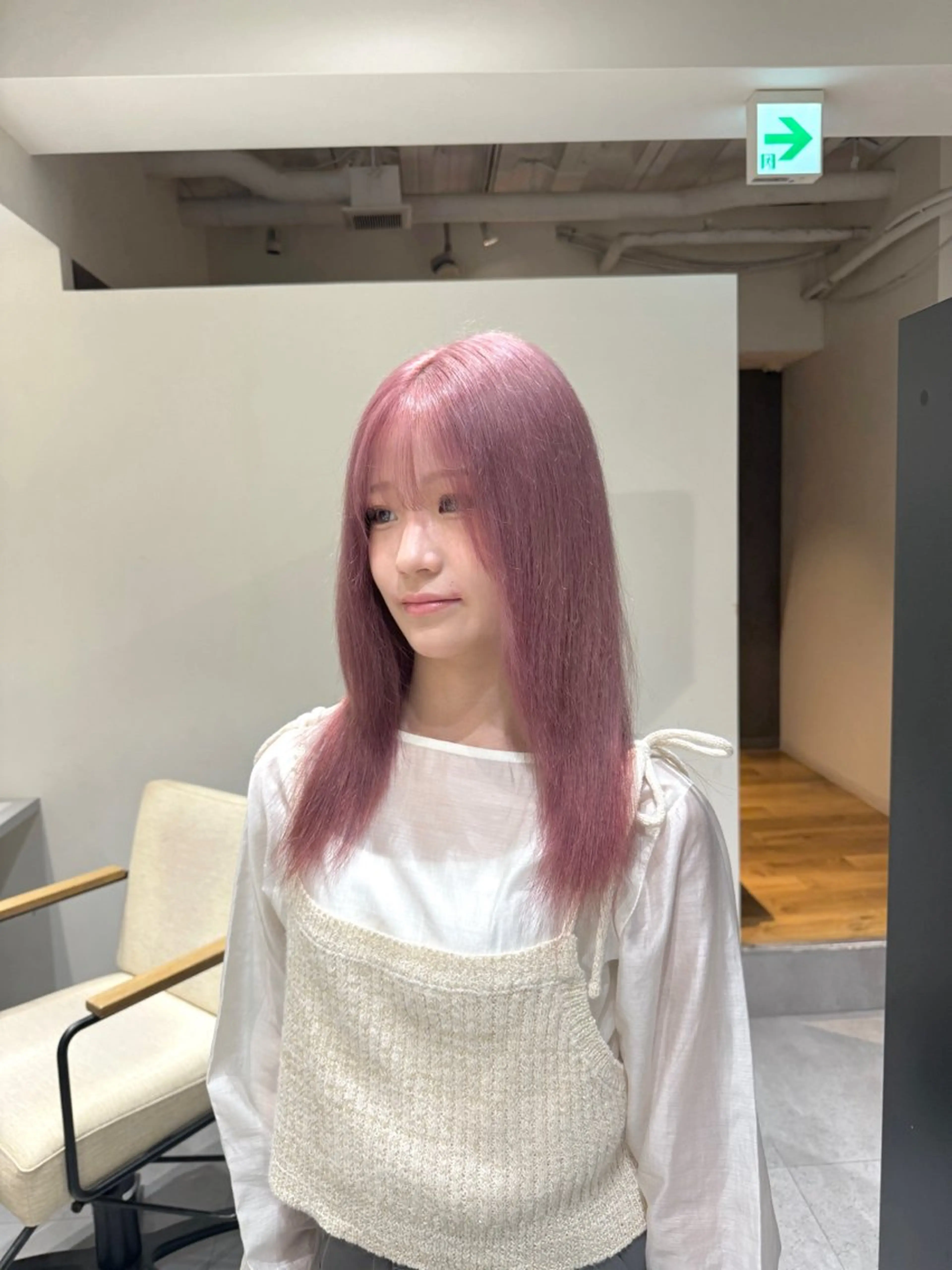 セミロング カラー ラベンダーカラー ピンクカラー ピンクラベンダー ヘアカラー トリートメント fuka/梅田/ ミルクティーベージュのヘアスタイル