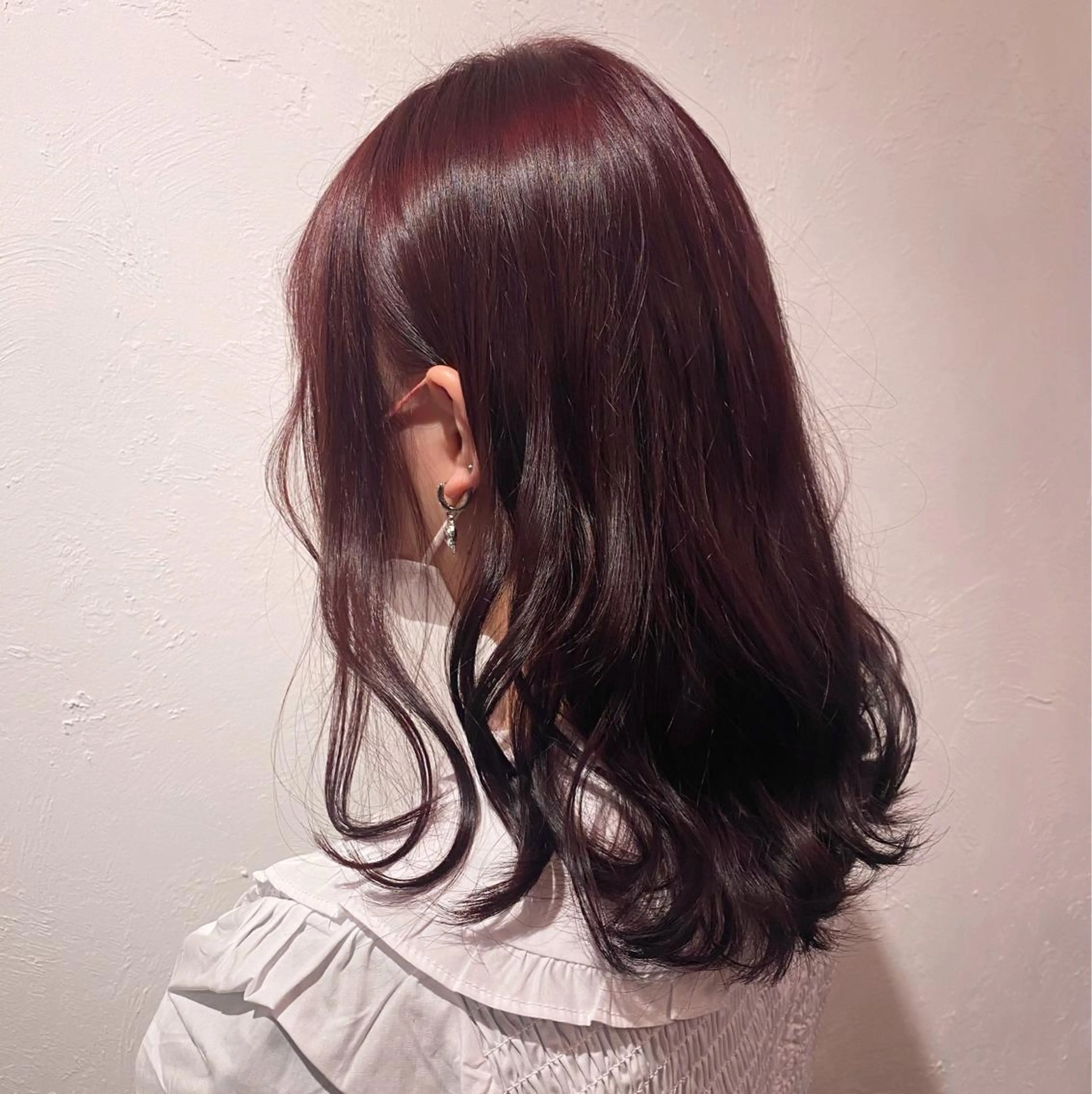 セミロング ミストバング ピンクブラウン ハイライト 髪質改善 ヨシンモリ ヘアカラー 韓国ヘア特化 💟 ララア 💟のヘアスタイル