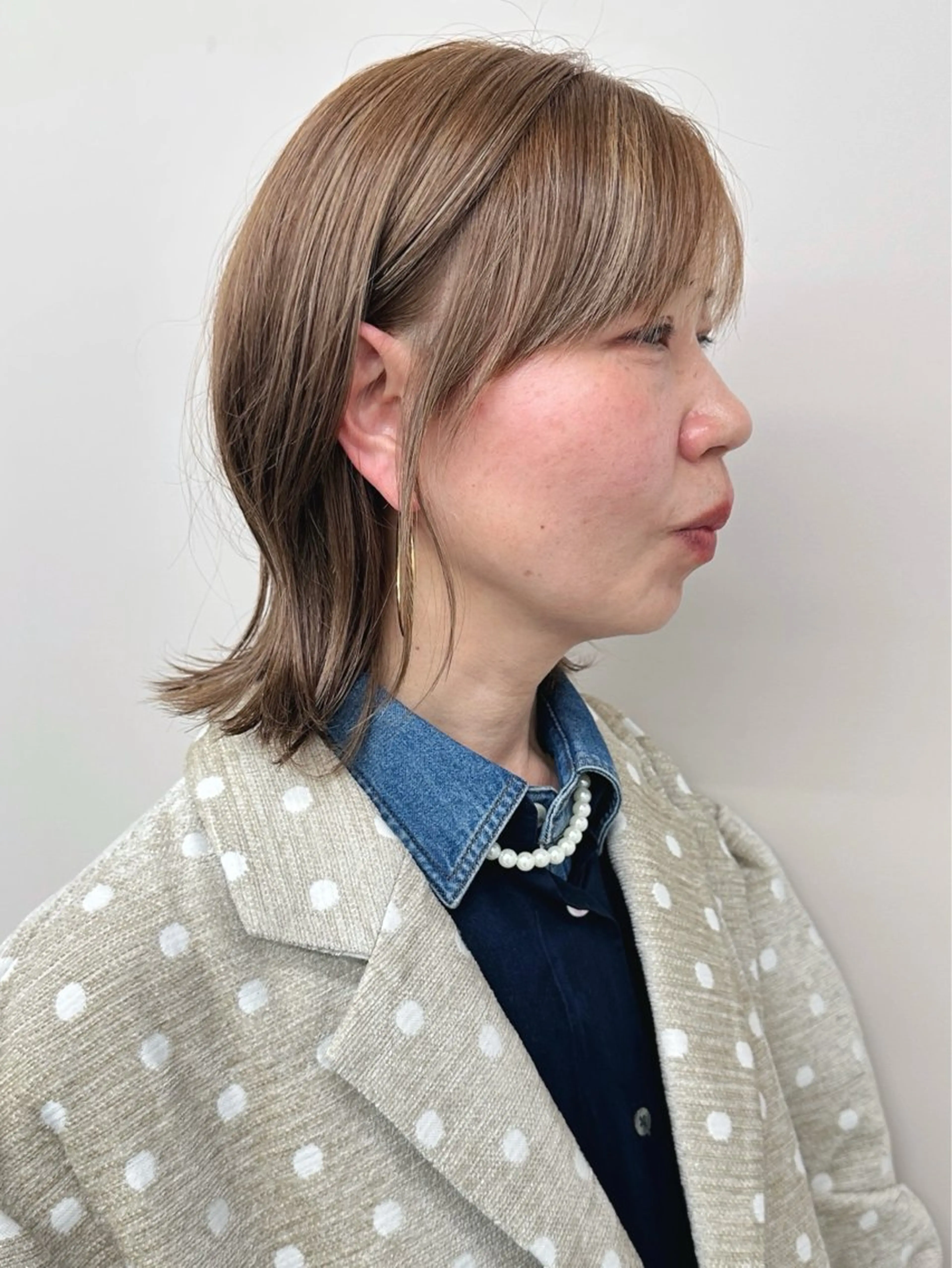 ミディアム カラー ヘアカラー 小顔ボブ/お悩み解決 /ボブパーマ/とういのヘアスタイル