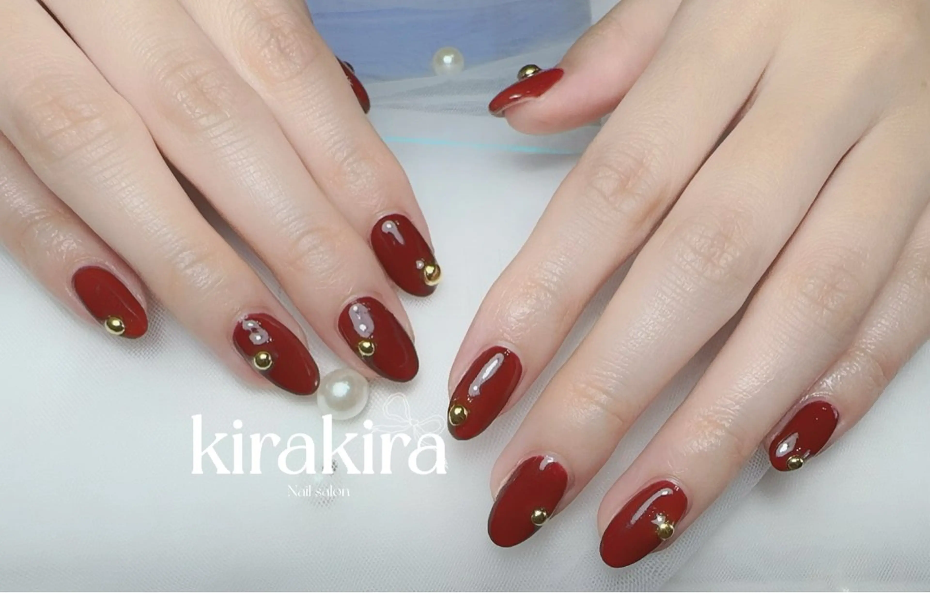 ネイル ボルドー フットネイル ゴールド キラキラネイル シンプルネイル Kirakira Nail salonのネイルデザイン