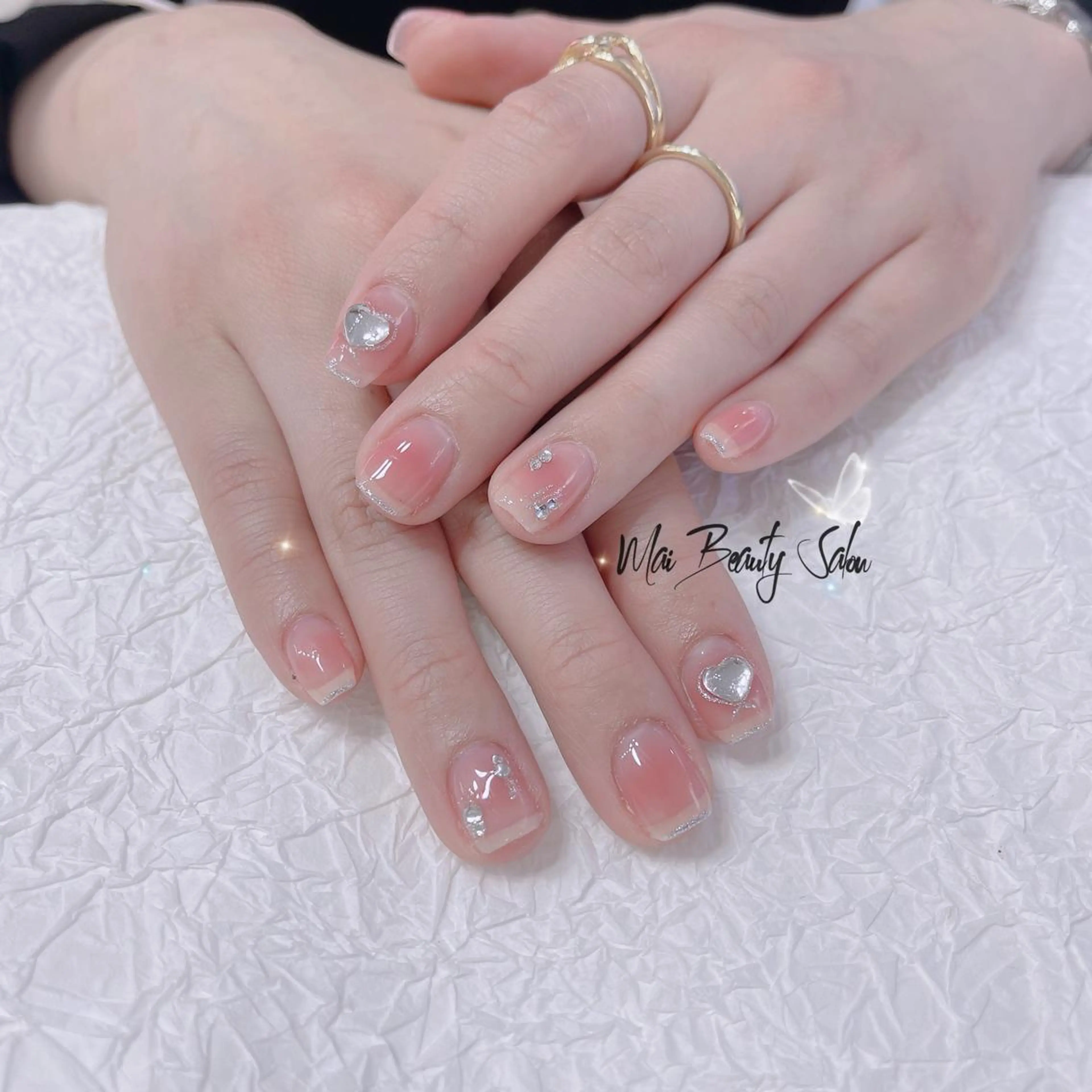 ネイル オーロラネイル チークネイル 長さ出し フラッシュネイル フットネイル MaiBeauty DanHiのネイルデザイン