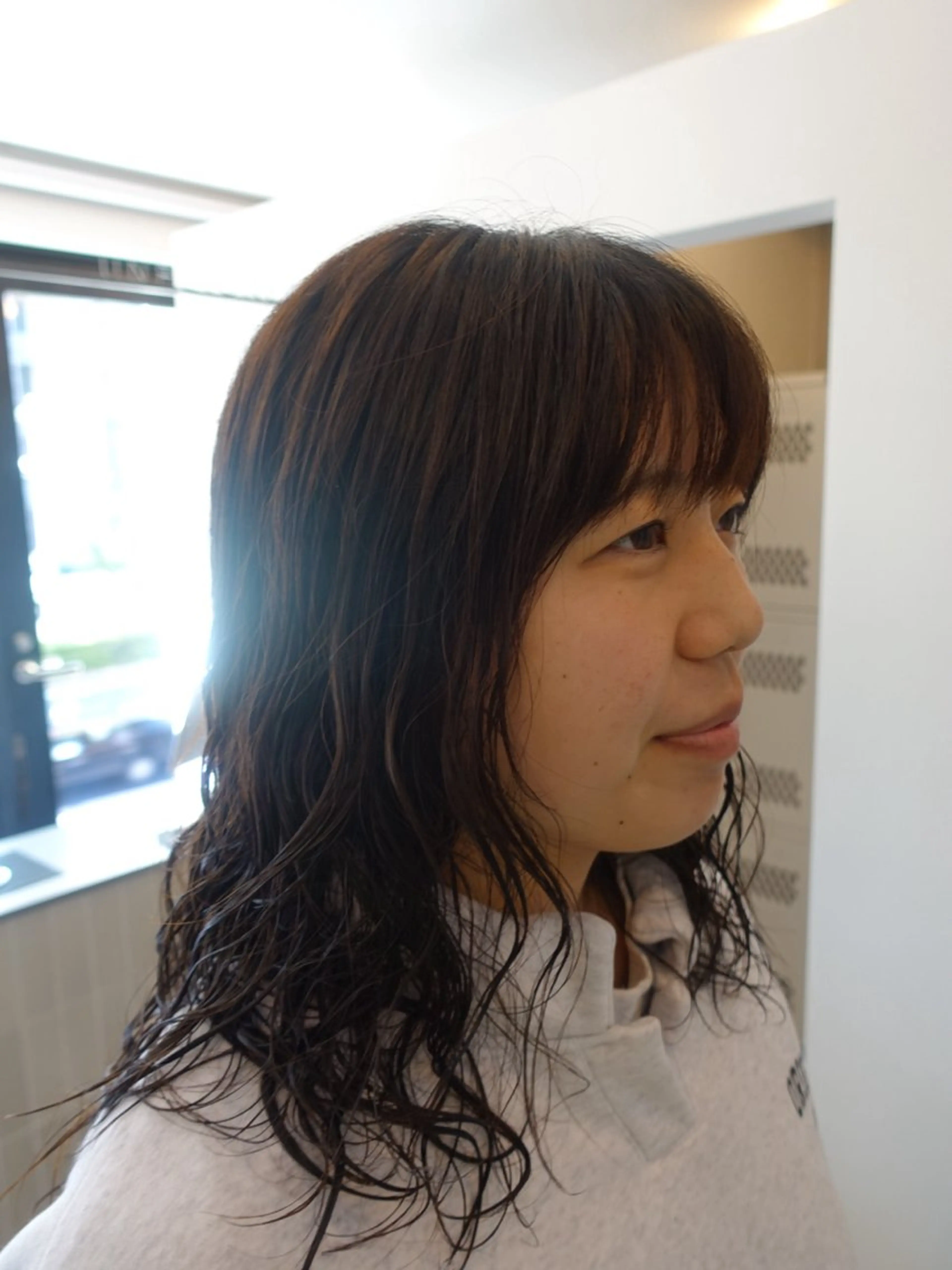 パーマ unfeigned02所属・おーした /カットモデル伏見栄のヘアスタイル