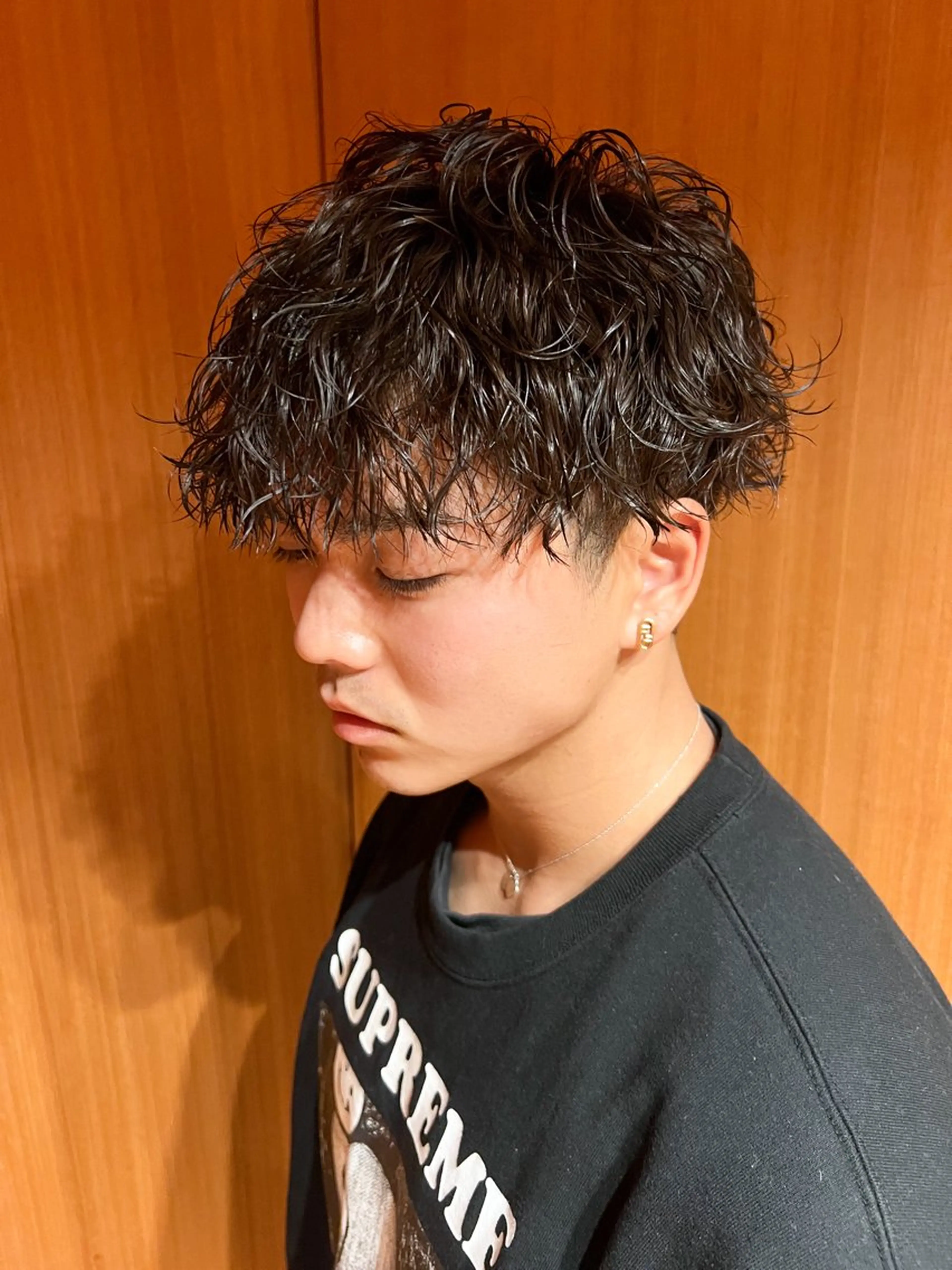 ショート パーマ メンズ マッシュ メンズパーマ 波巻きパーマ スパイラルパーマ カット パーマ トリートメント メンズサロン FLICK所属・平尾薬院メンズカット FLICK/パーマのヘアスタイル