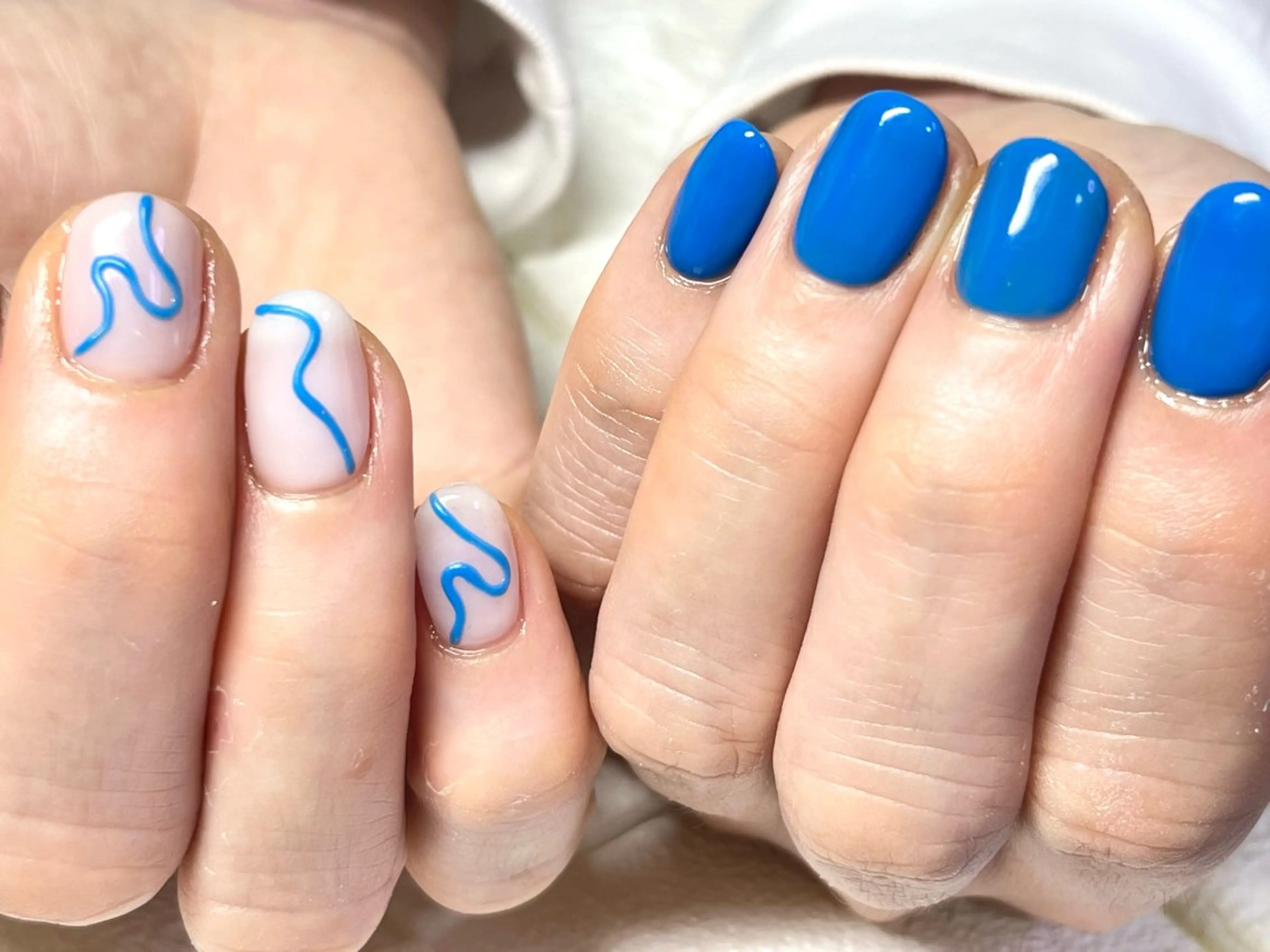 ネイル ブルー ハンドネイル まり りぃ〜んのネイルデザイン