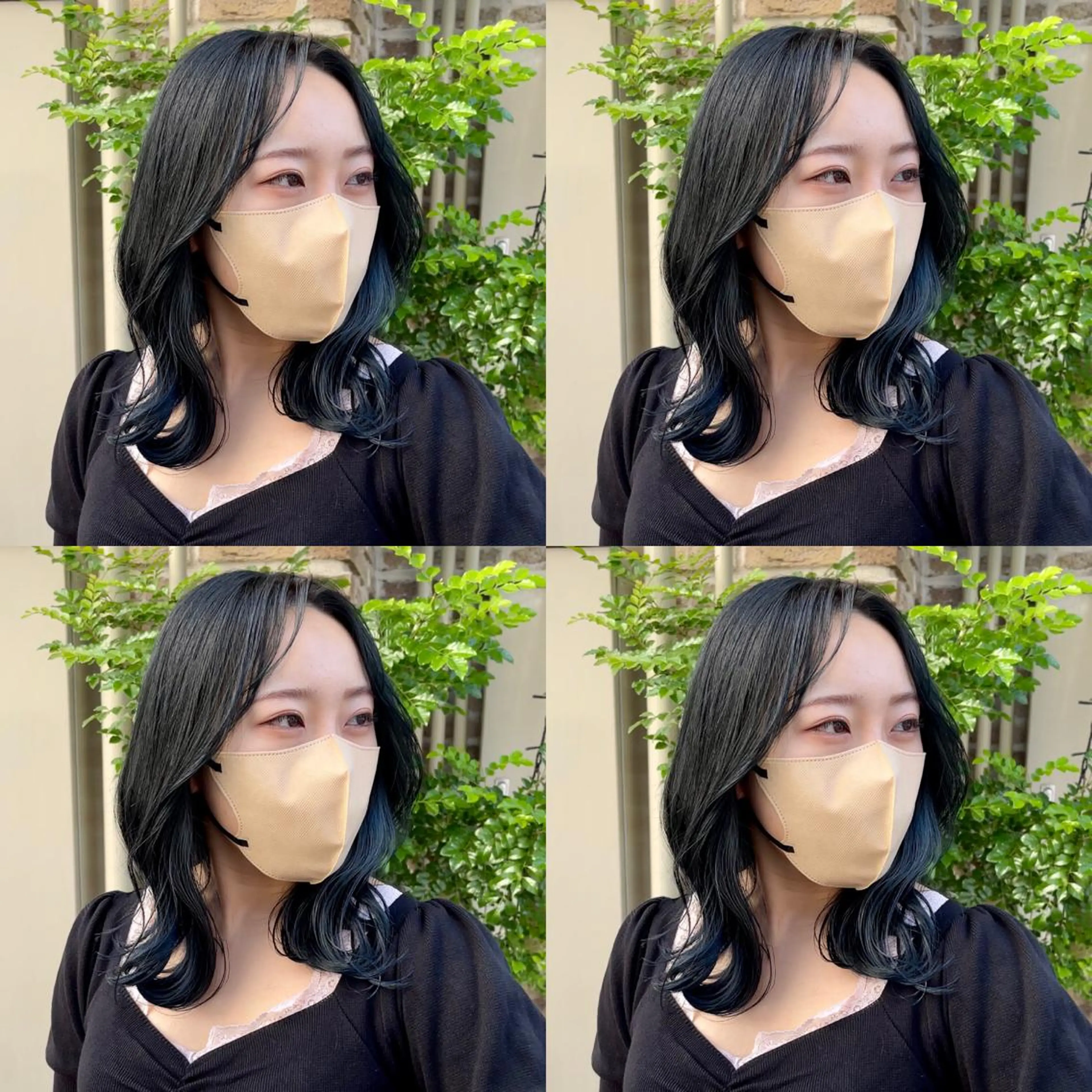 ミディアム カラー 黒髪 ブルーカラー ブルーブラック 透明感カラー オレンジ 大人可愛い透明感🌟 小顔・韓国髪🌟野中のヘアスタイル