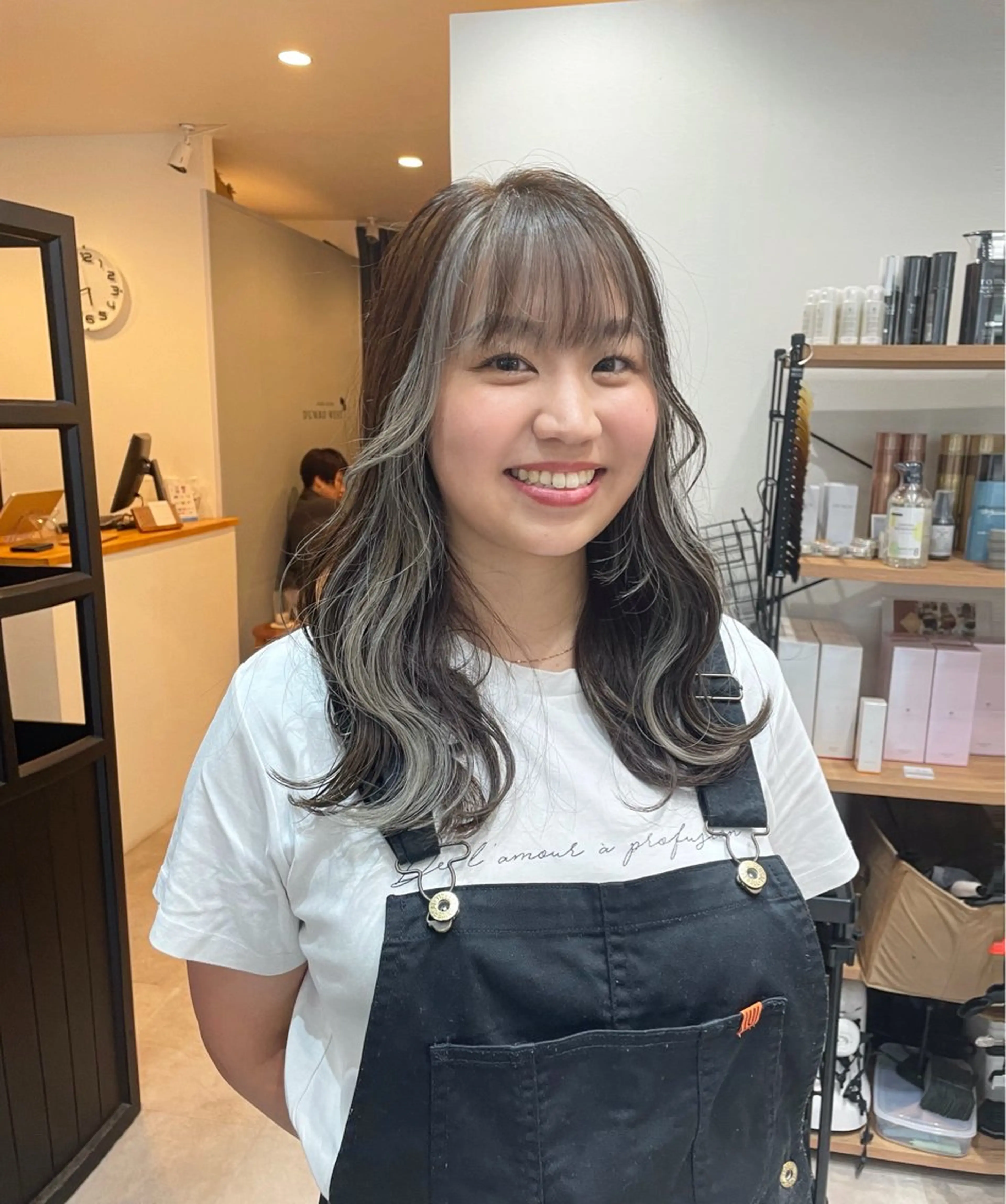 セミロング カラー ミストバング デザインカラー イヤリングカラー  フェイスフレーミング インナーカラー 堀江将太朗/恵比寿/ メンズカットのヘアスタイル